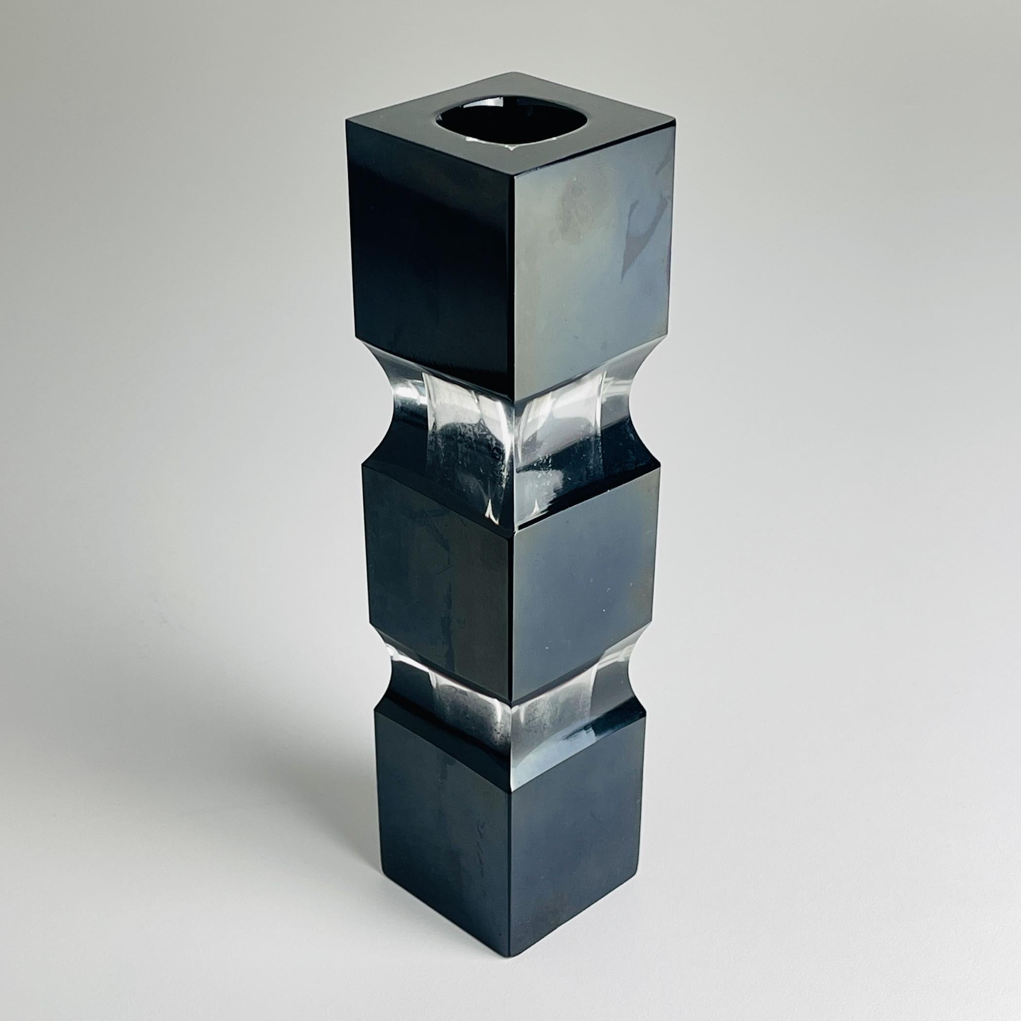 Original Black Sommerso Murano glass Vase by Pagnin & Bon, Italy 1960s For Sale 3