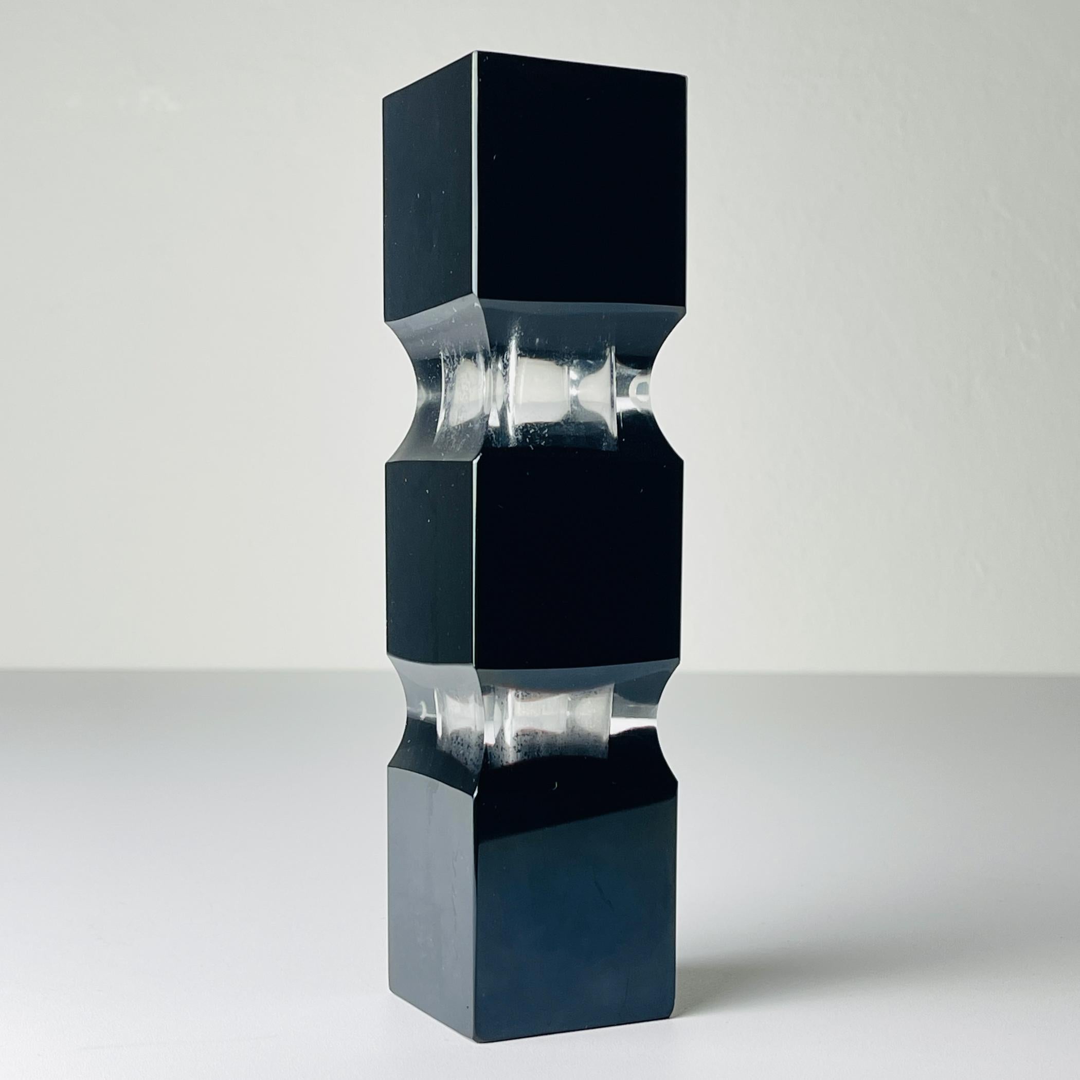 Italian Original Black Sommerso Murano glass Vase by Pagnin & Bon, Italy 1960s For Sale