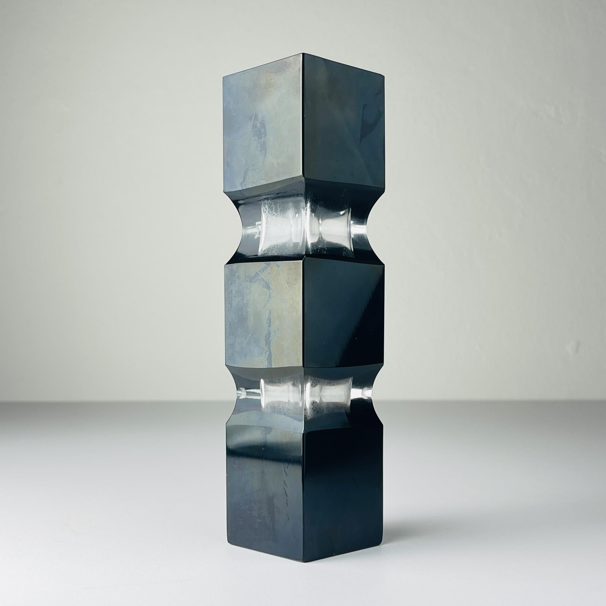 Original Black Sommerso Murano glass Vase by Pagnin & Bon, Italy 1960s For Sale 2