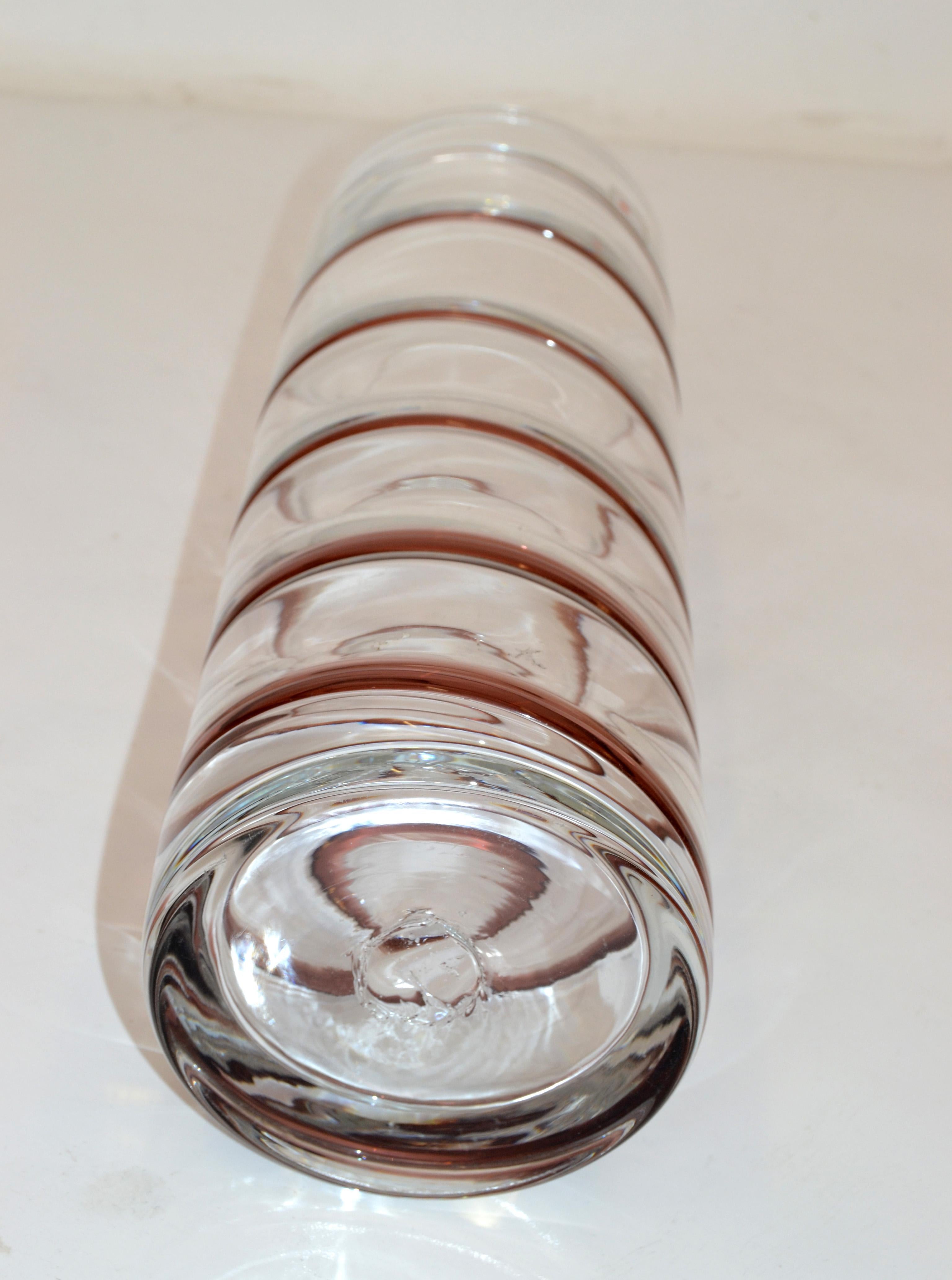 Original Blenko Mid-Century Modern Handmade Transparent & Swirl Art Glass Vase 2