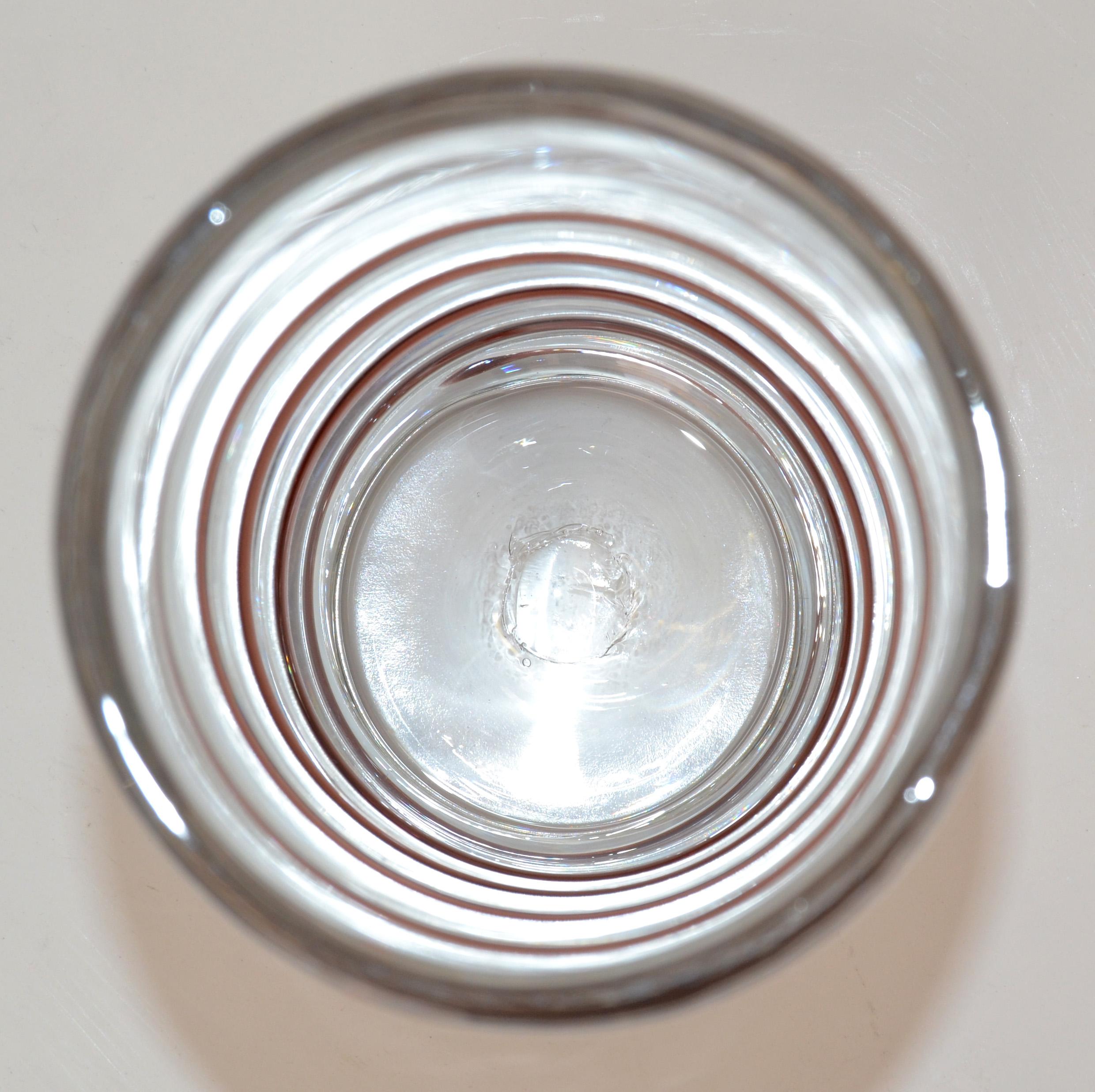 Original Blenko Mid-Century Modern Handmade Transparent & Swirl Art Glass Vase 3
