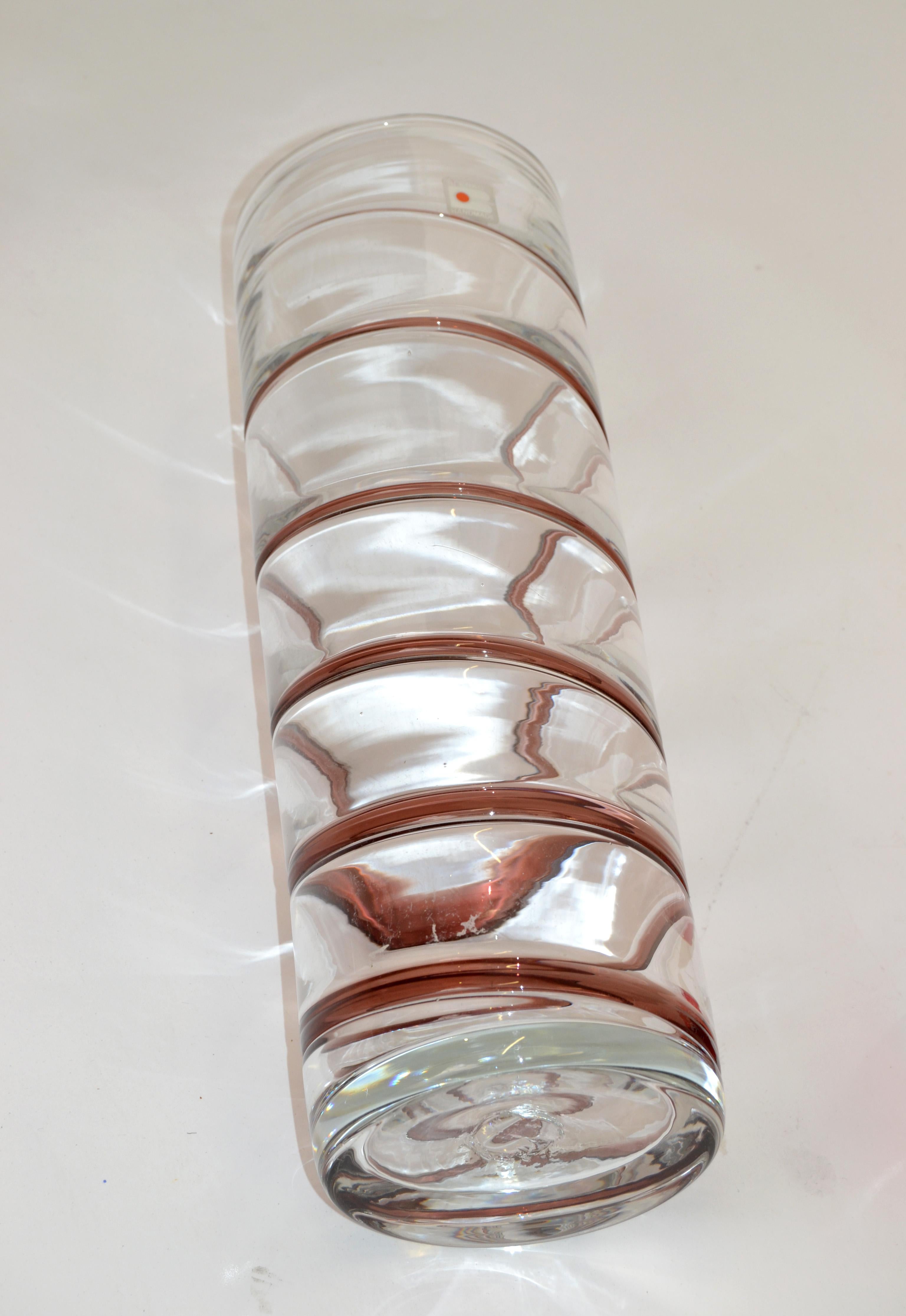 Original Blenko Mid-Century Modern Handmade Transparent & Swirl Art Glass Vase 1