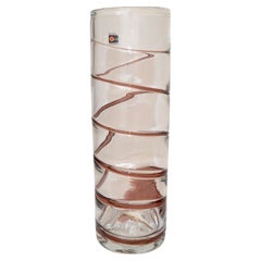 Original Blenko Mid-Century Modern Handmade Transparent & Swirl Art Glass Vase