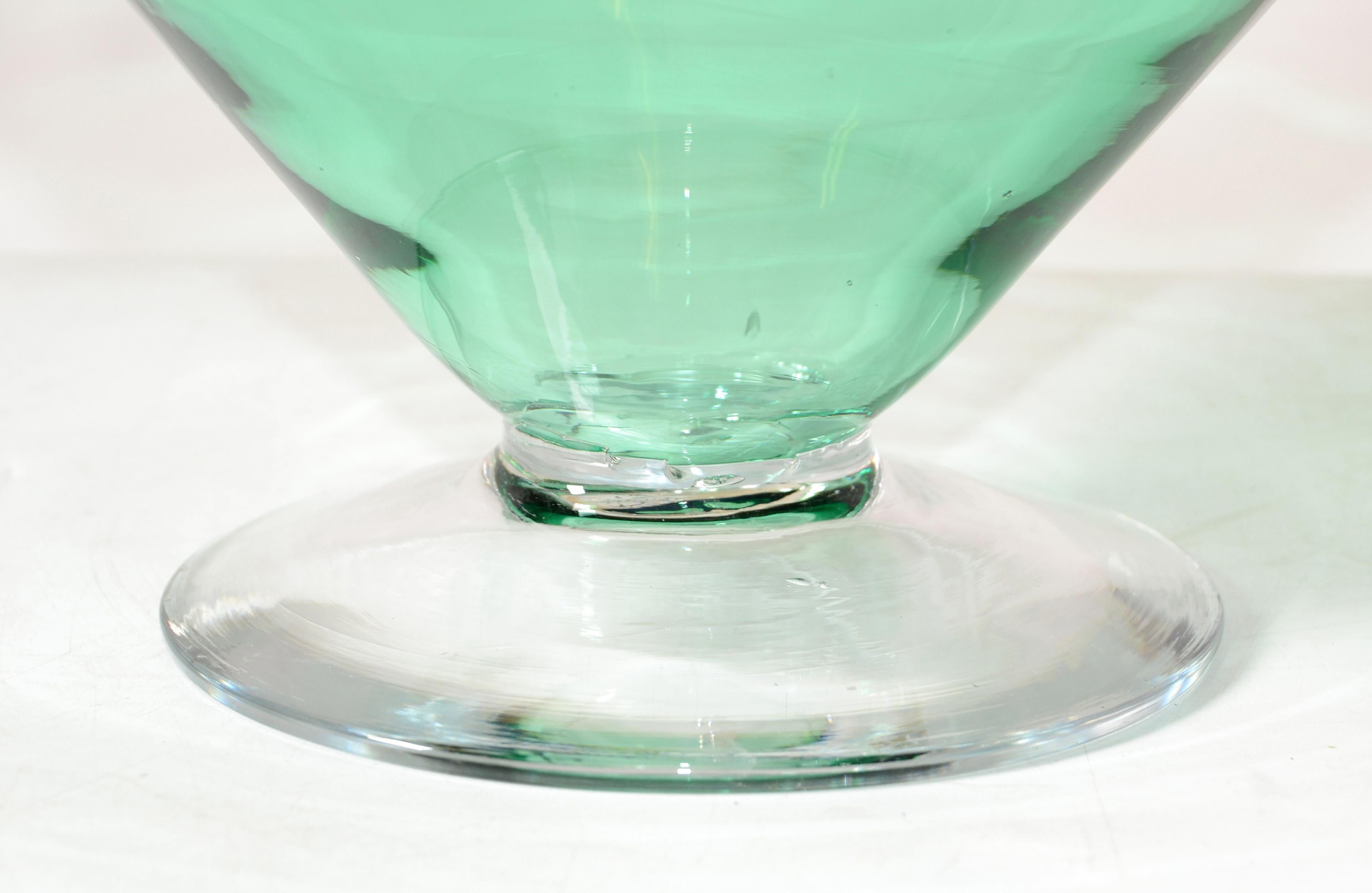 Late 20th Century Original Blenko Mid-Century Modern Mint Green Art Glass Bowl, Centerpiece 1980 For Sale