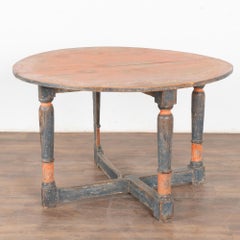 Original Blue and Red Painted Drop Leaf Table, Sweden circa 1840-60