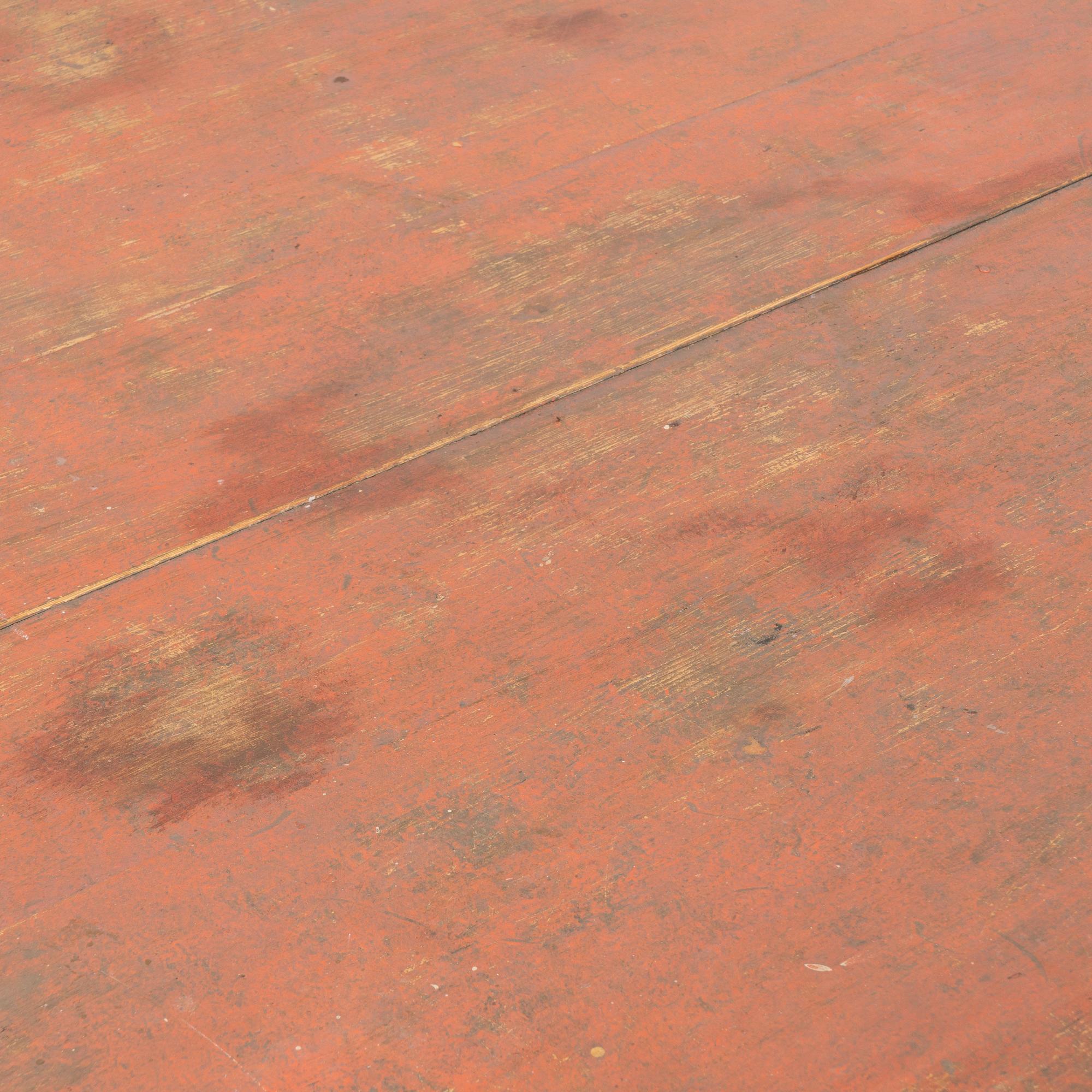 Pine Original Blue and Red Painted Drop Leaf Table, Sweden circa 1840-60