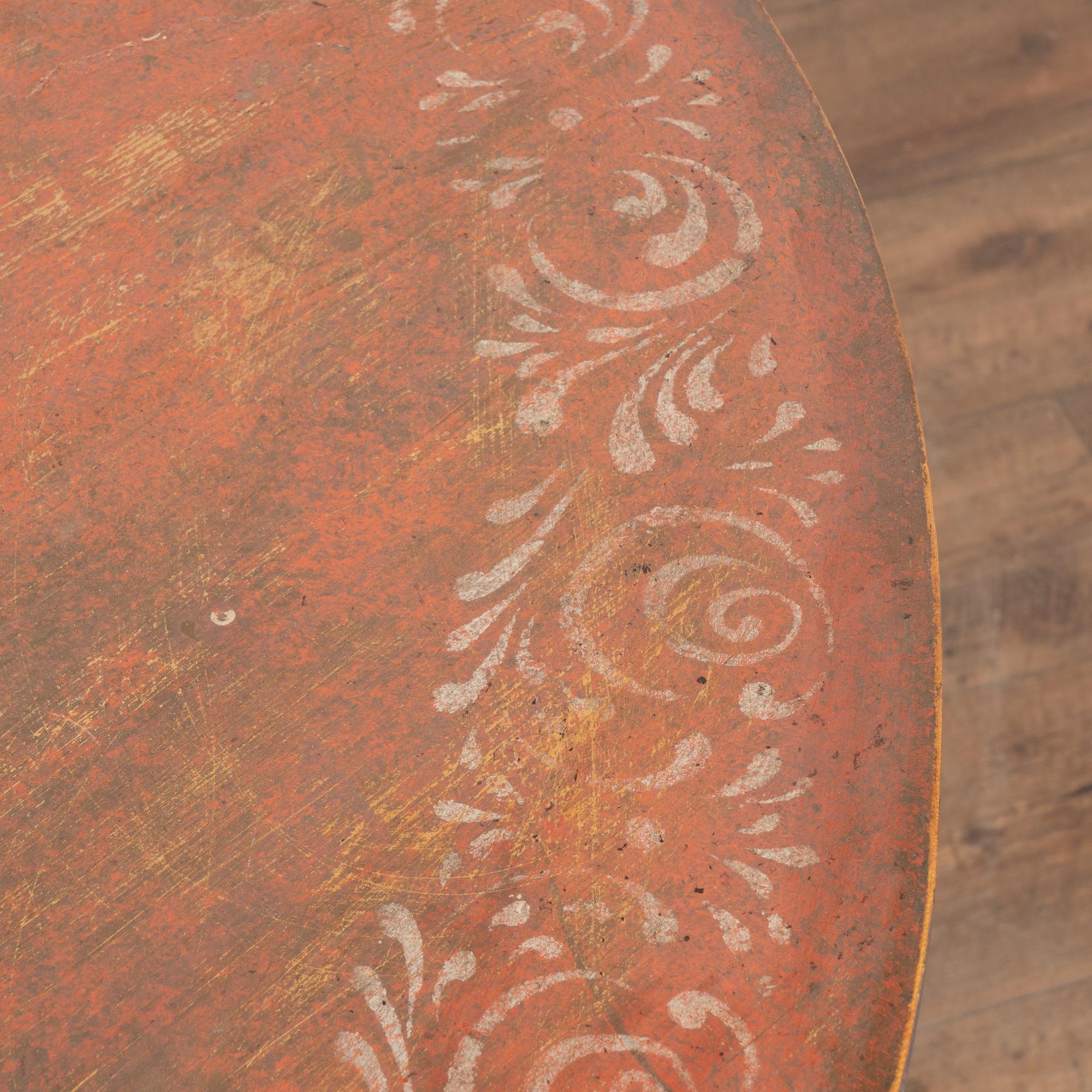 Original Blue and Red Painted Drop Leaf Table, Sweden circa 1840-60 1