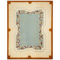 Original Blue Art Deco Rug by Robert Debieve, 1940 Wool