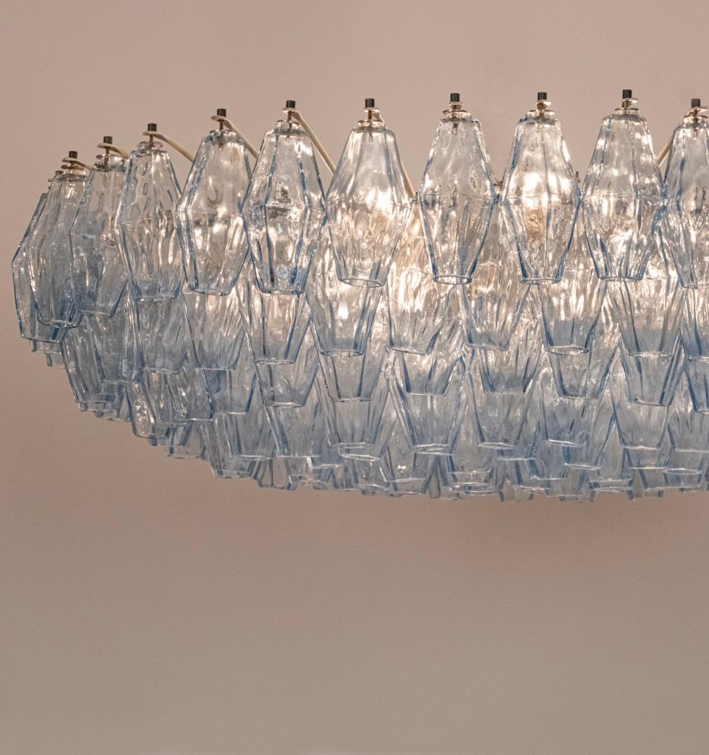 Original Blue Glass Poliedri Chandelier by Carlo Scarpa for Venini, Italy, c1960 For Sale 3