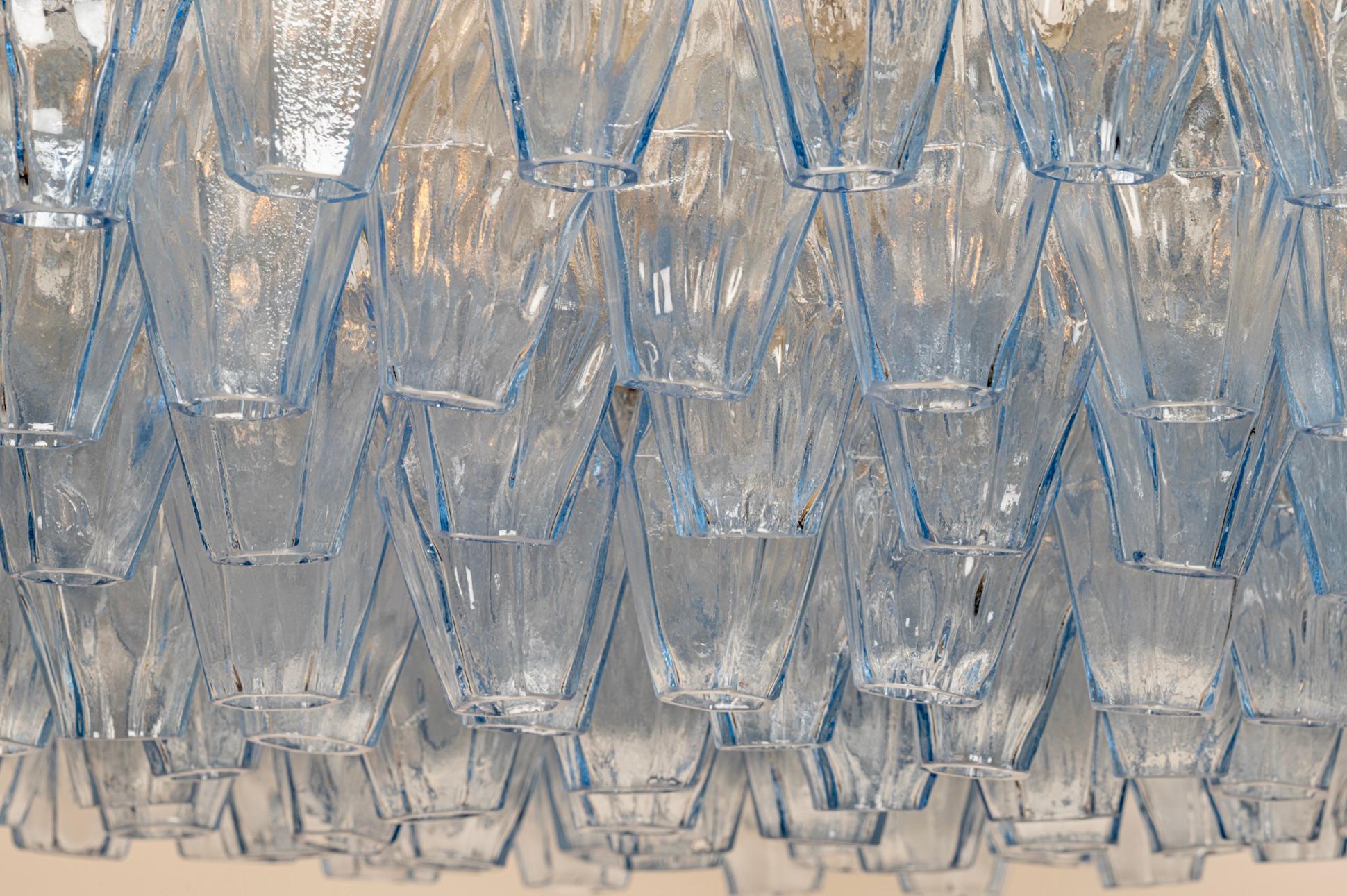 Italian Original Blue Glass Poliedri Chandelier by Carlo Scarpa for Venini, Italy, c1960 For Sale