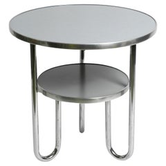 Original Blue-Grey Midcentury Mauser Tubular Steel Table in Very Good Condition