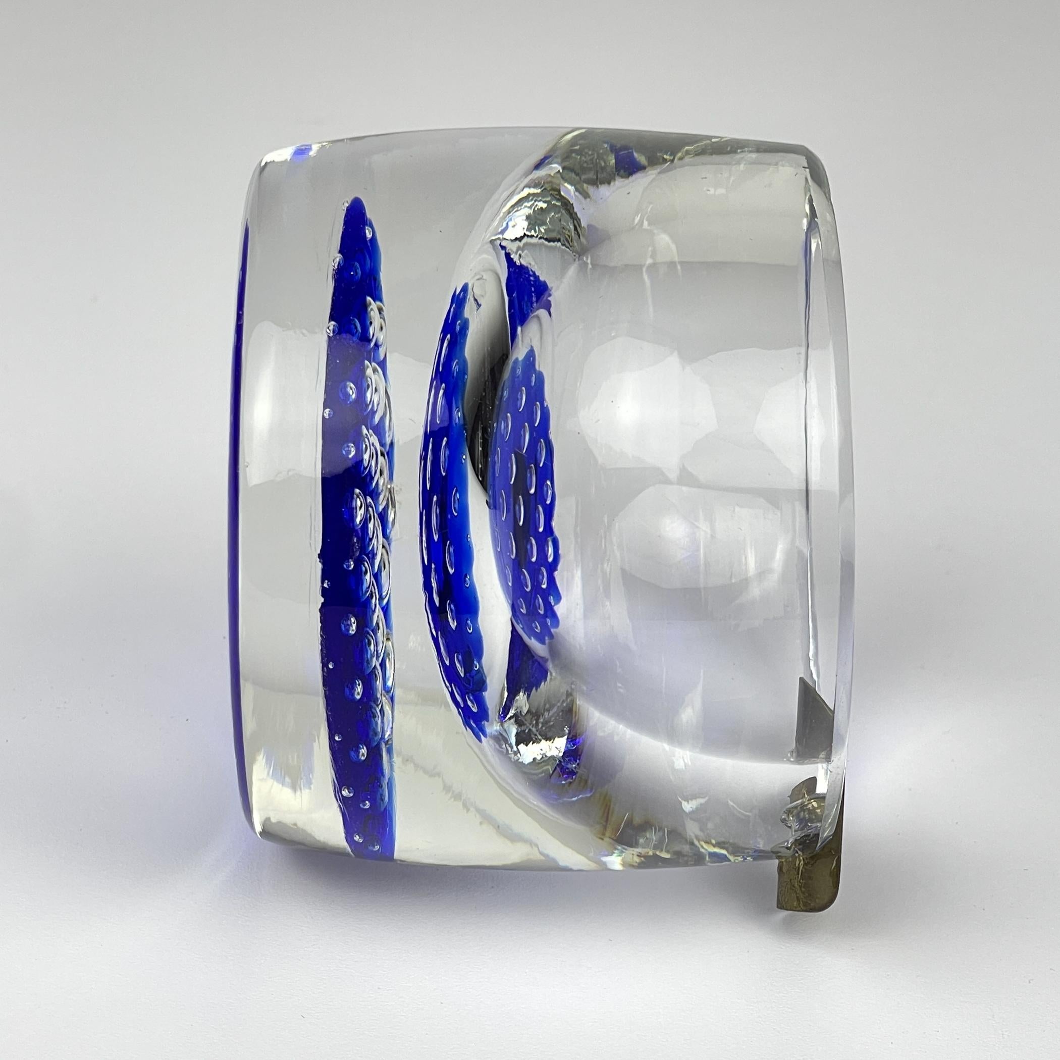 Posacenere originale in vetro di Murano blu, Italia, anni '1970 in vendita 3