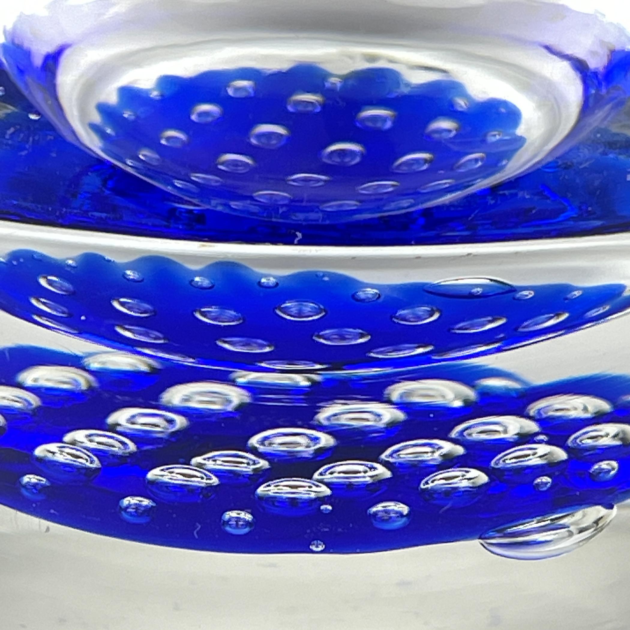 Posacenere originale in vetro di Murano blu, Italia, anni '1970 in vendita 4