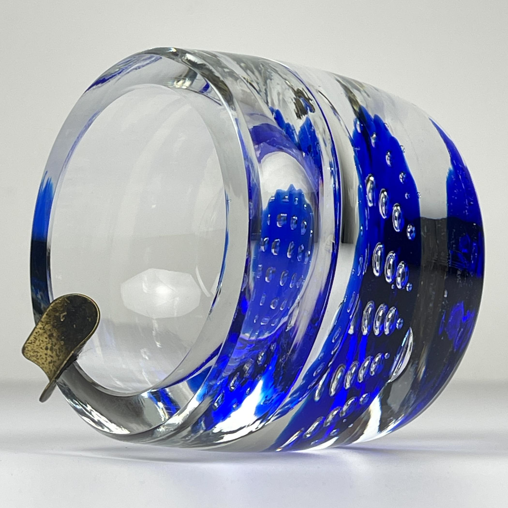 Posacenere originale in vetro di Murano blu, Italia, anni '1970 in vendita 5