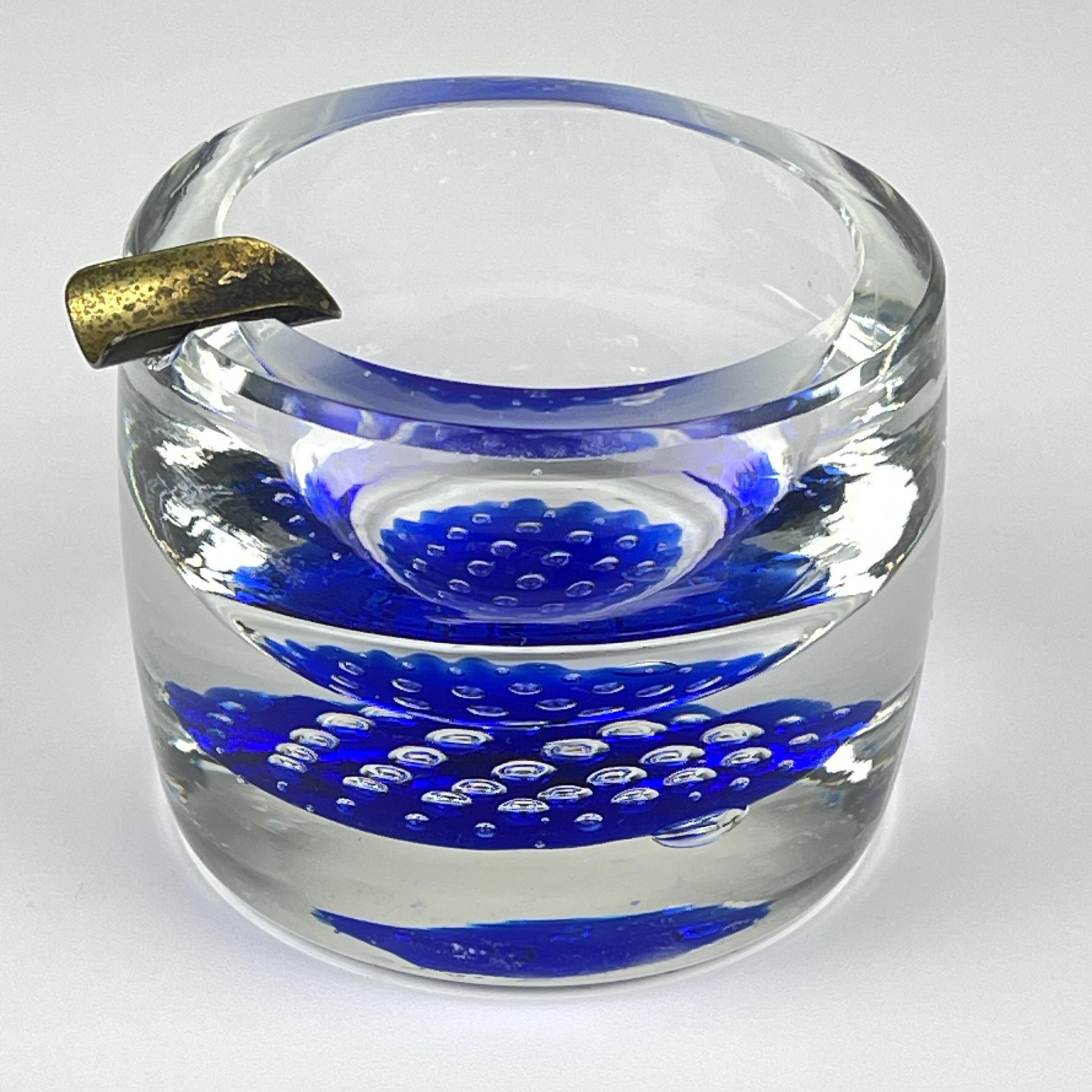 Posacenere originale in vetro di Murano blu, Italia, anni '1970 in vendita 7
