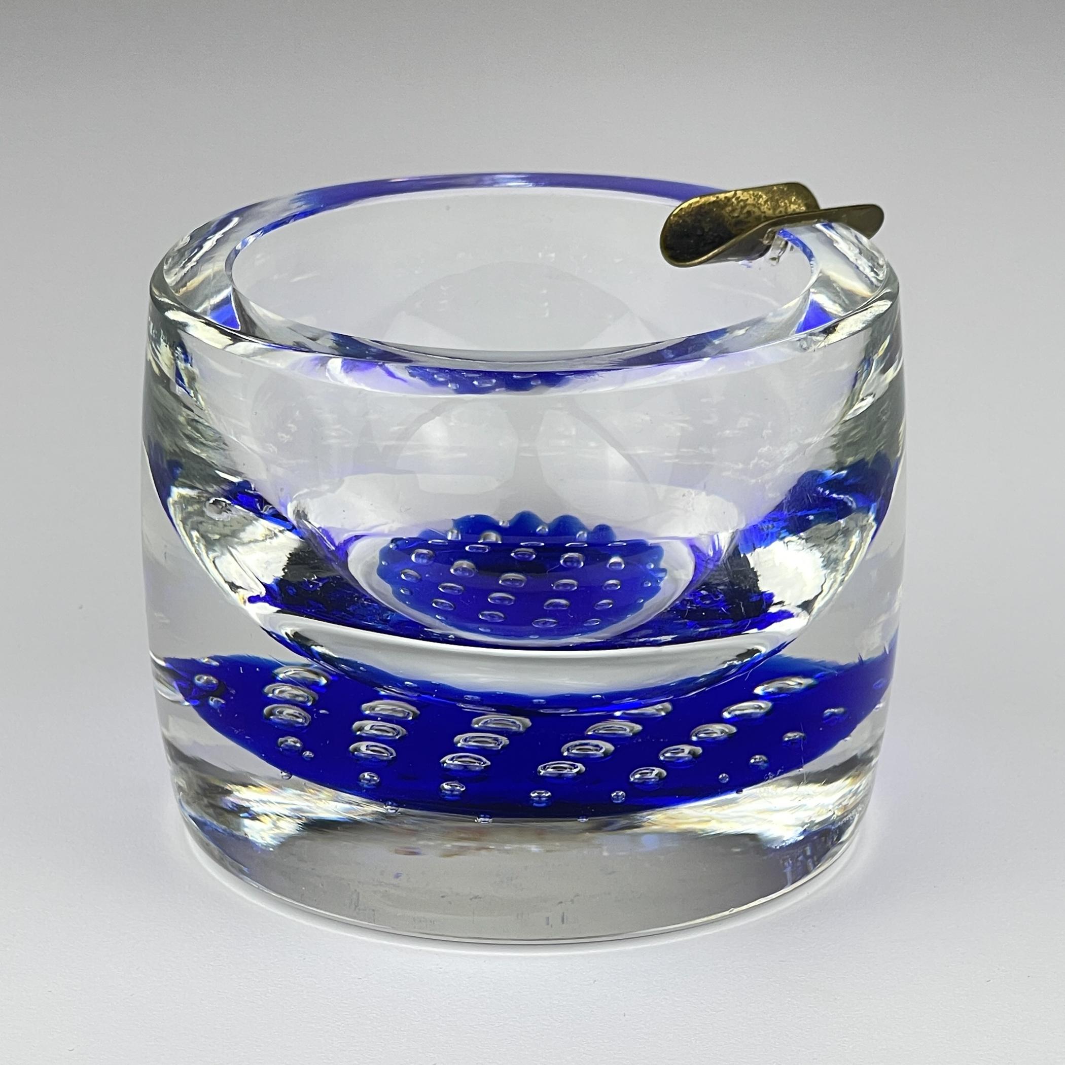 Posacenere originale in vetro di Murano blu, Italia, anni '1970 in vendita 8