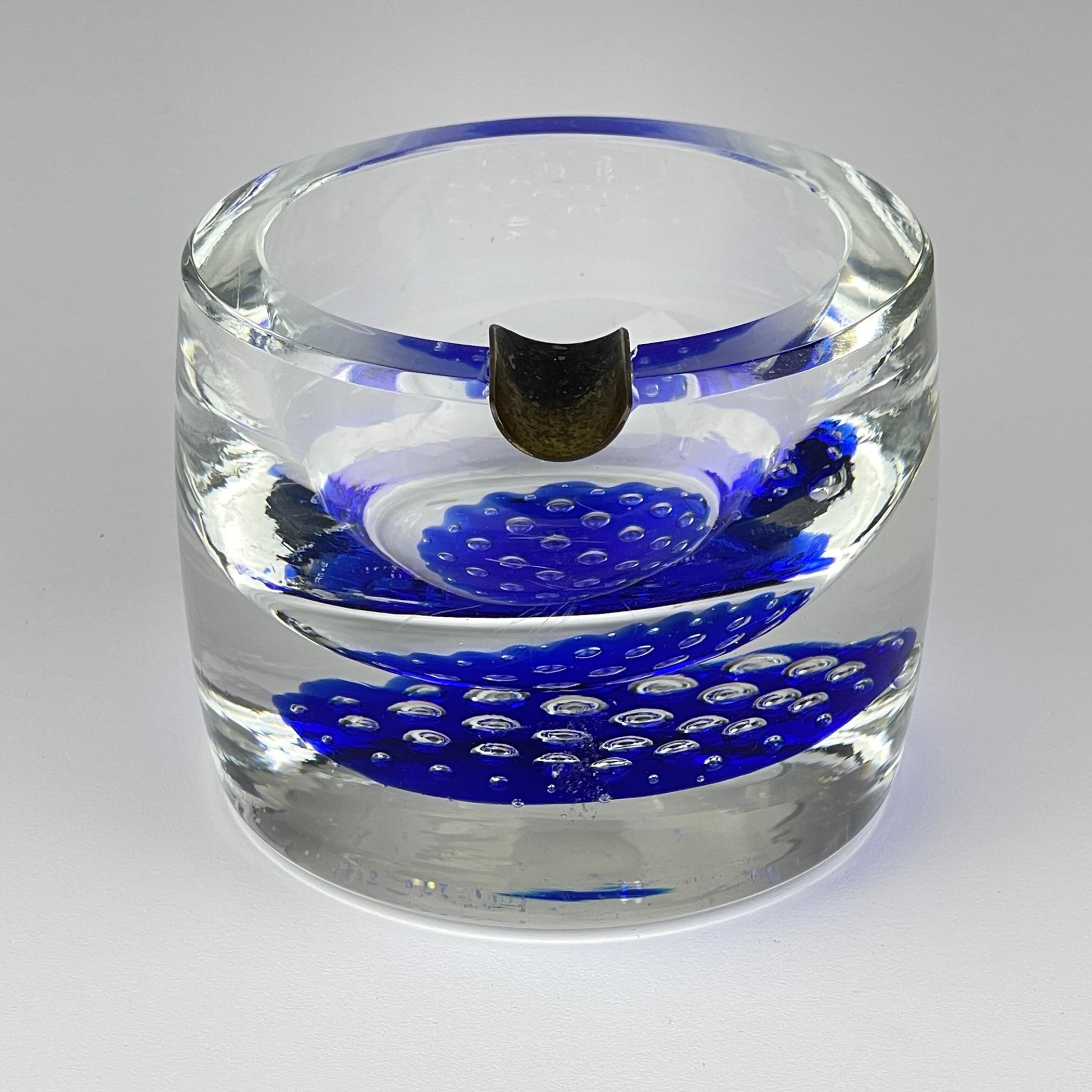 Posacenere originale in vetro di Murano blu, Italia, anni '1970 in vendita 9