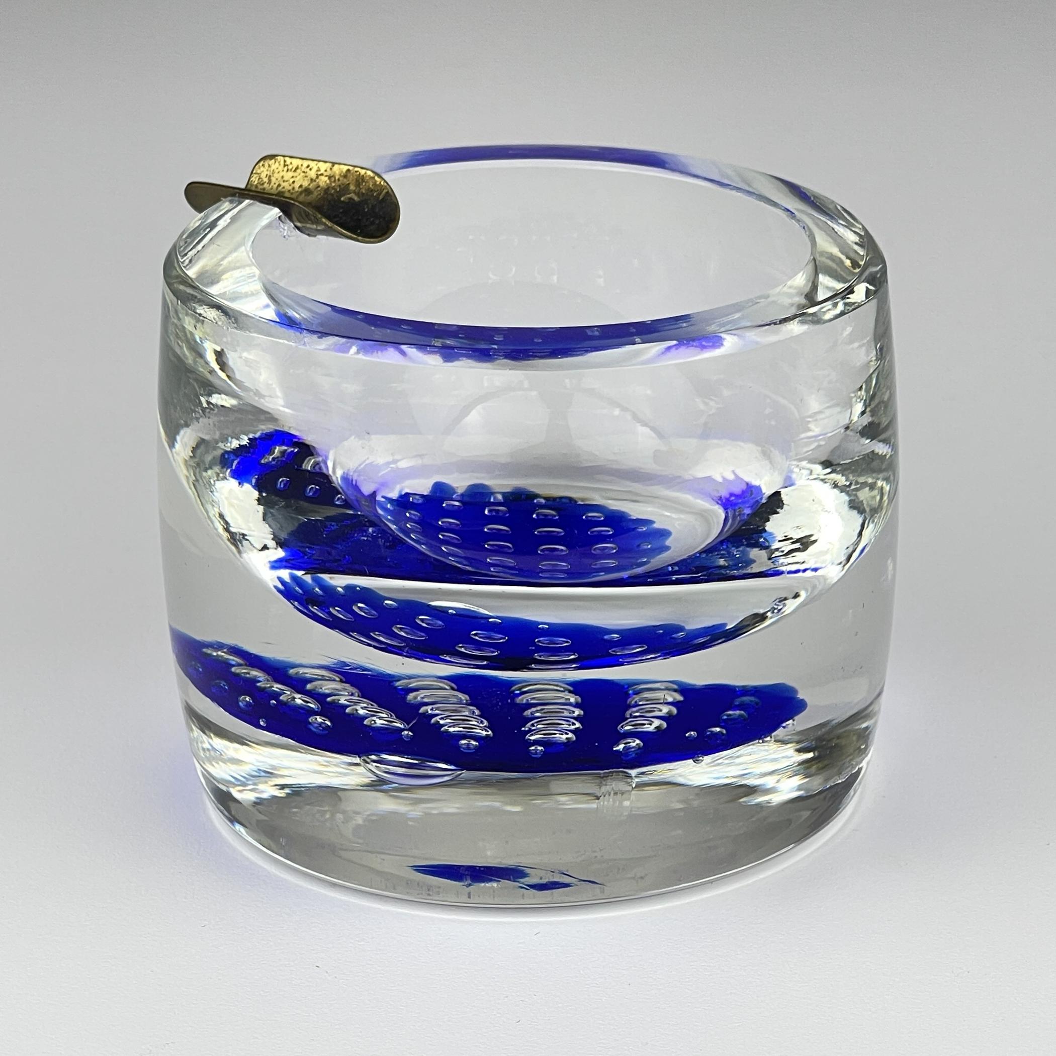 Posacenere originale in vetro di Murano blu, Italia, anni '1970 in vendita 2
