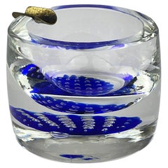 Posacenere originale in vetro di Murano blu, Italia, anni '1970