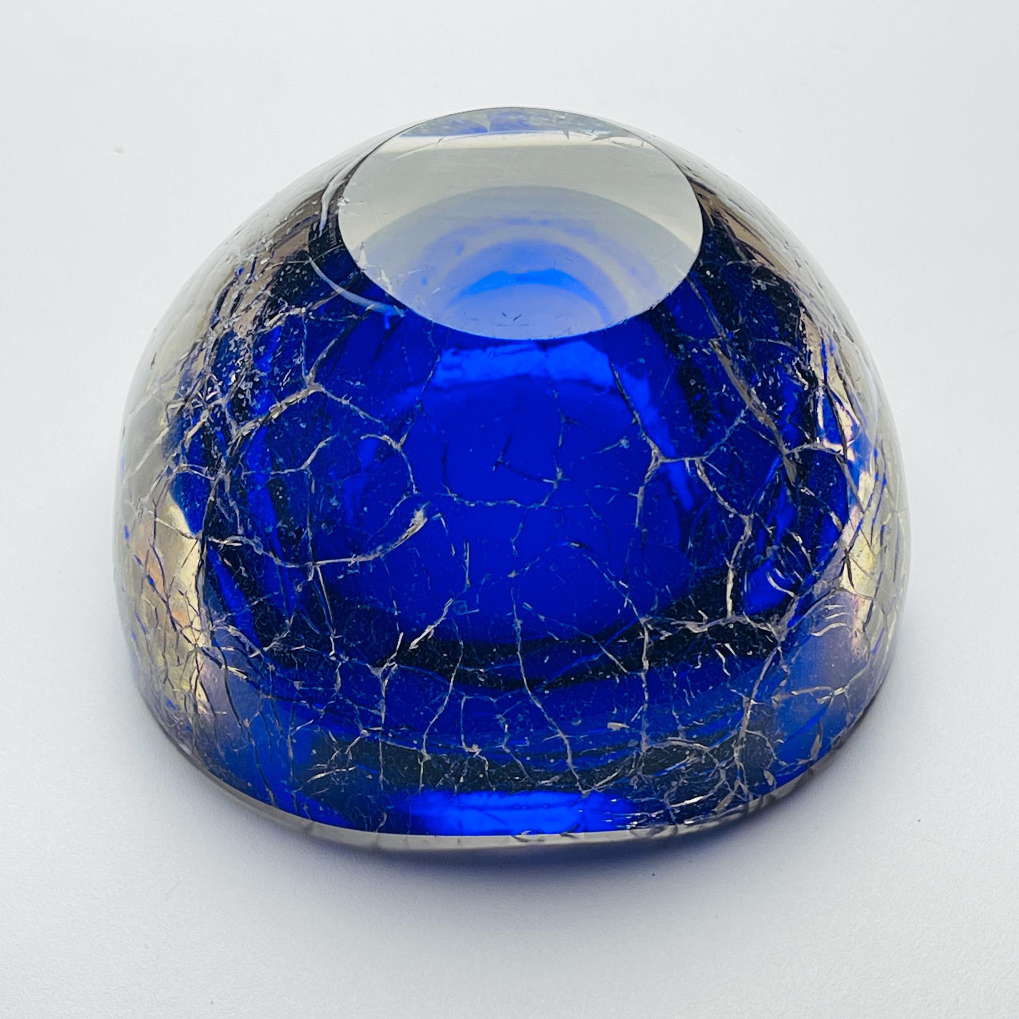 Original blue murano glass ashtray, Italy, 1980s For Sale 3