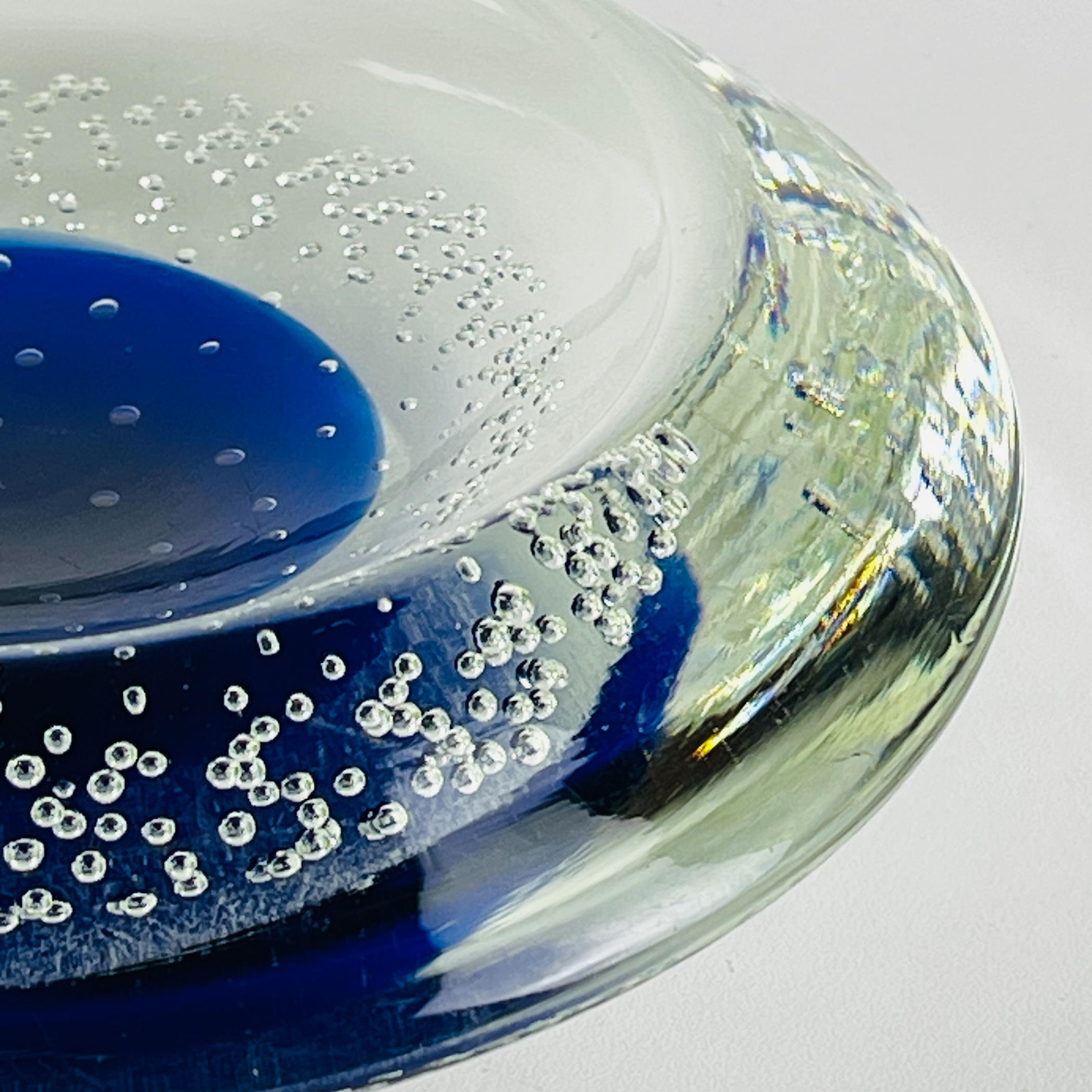 Posacenere originale in vetro di Murano blu, Italia, anni '80 4