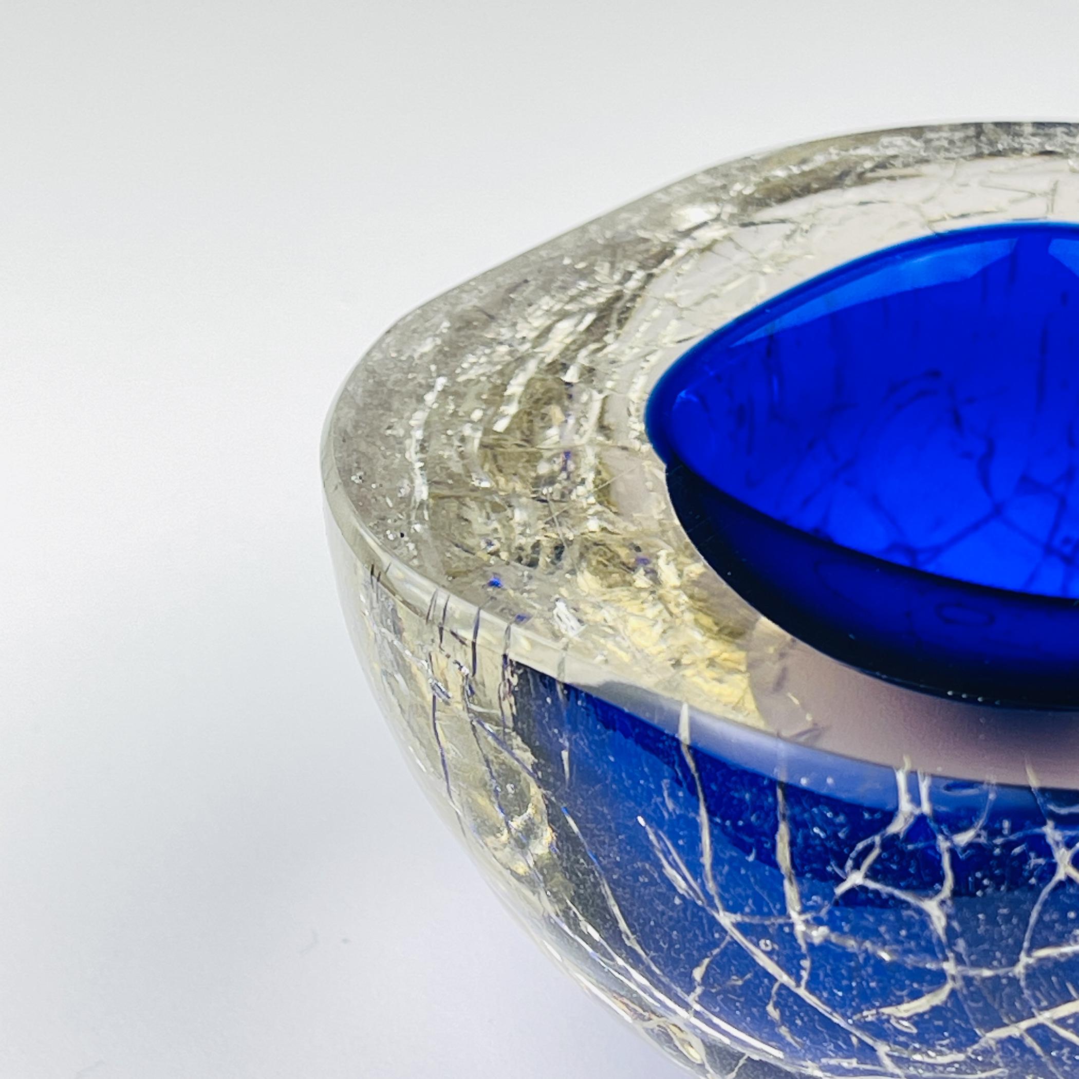 Original blue murano glass ashtray, Italy, 1980s For Sale 4