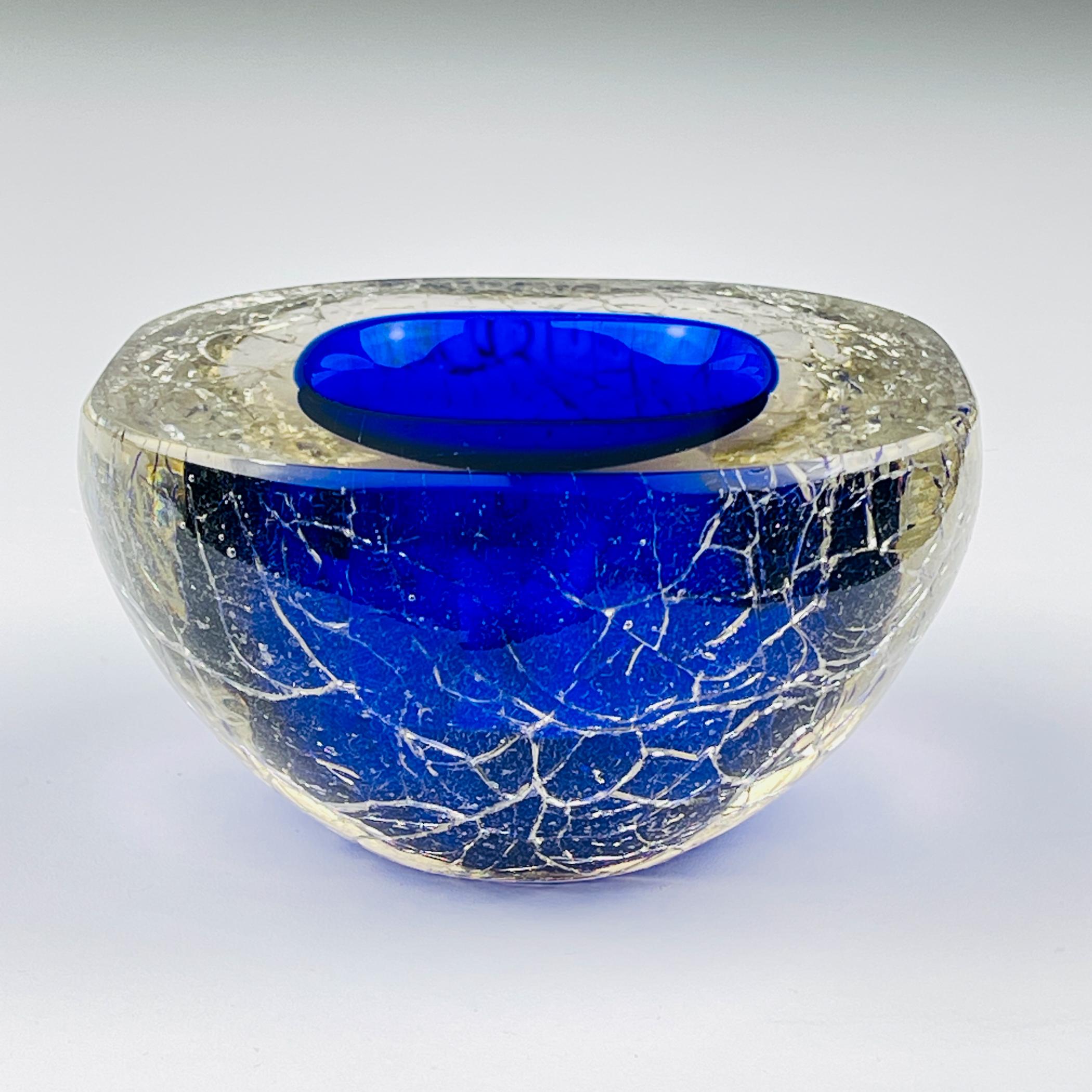 Original blue murano glass ashtray, Italy, 1980s For Sale 5