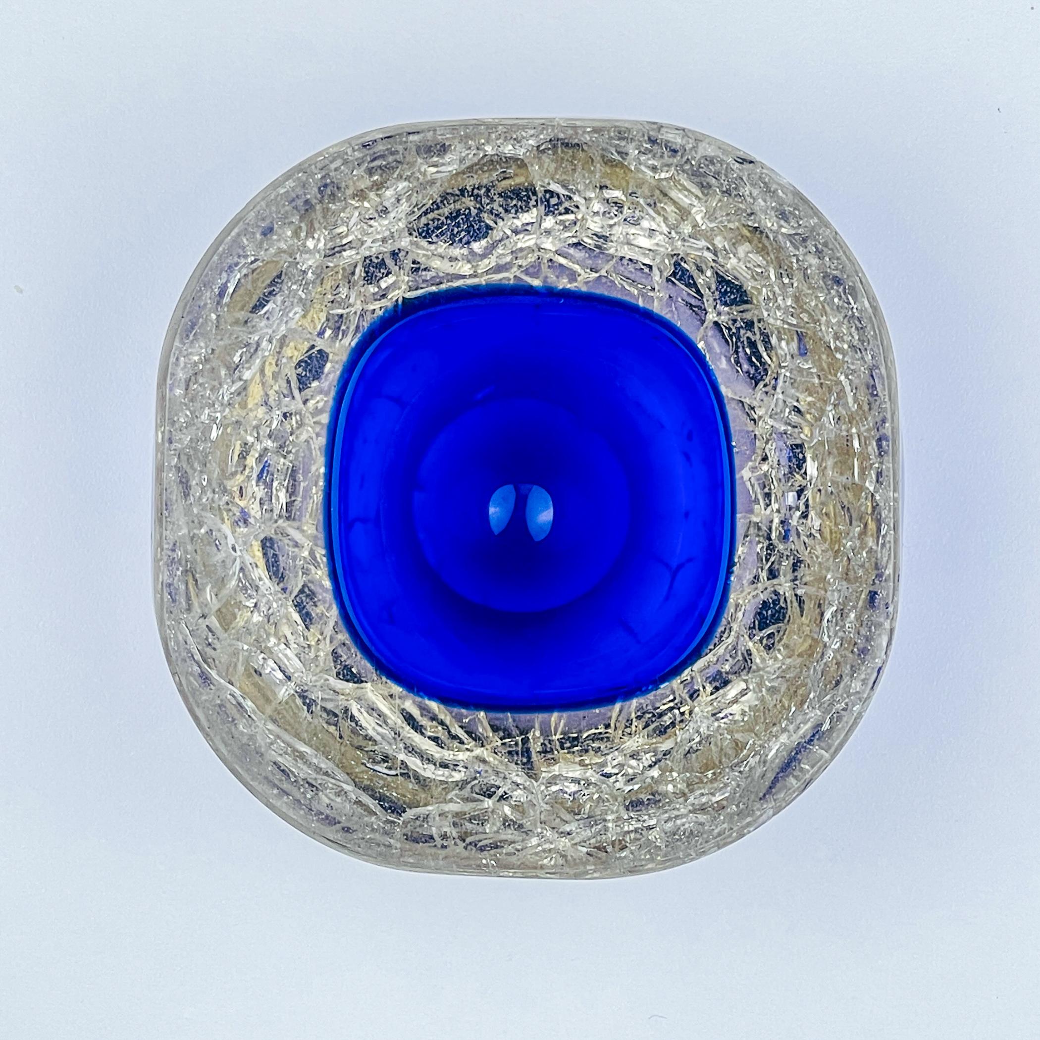Murano Glass Original blue murano glass ashtray, Italy, 1980s For Sale