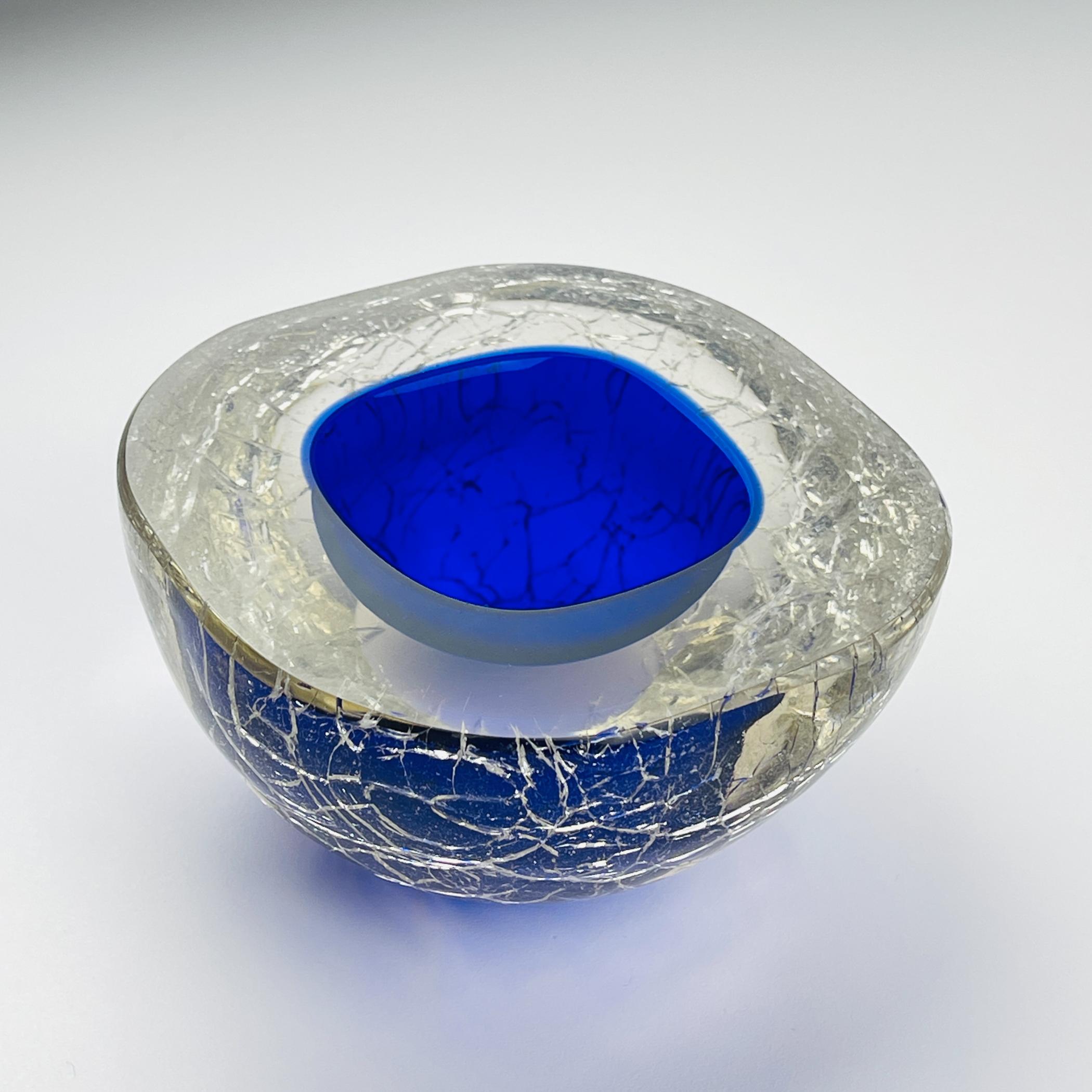 Original blue murano glass ashtray, Italy, 1980s For Sale 1