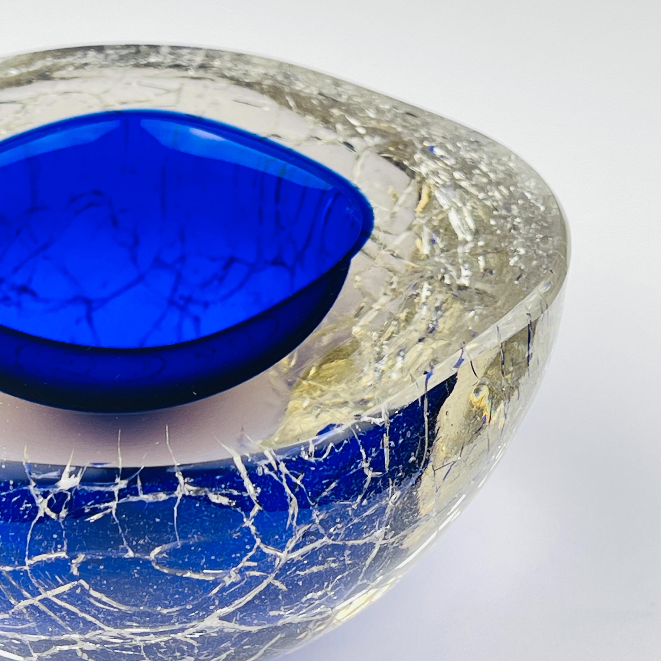 Original blue murano glass ashtray, Italy, 1980s For Sale 2