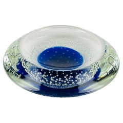 Original blauer Muranoglas-Aschenbecher, Italien, 1980er Jahre