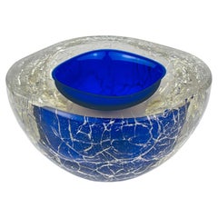 Posacenere originale in vetro di Murano blu, Italia, anni '80