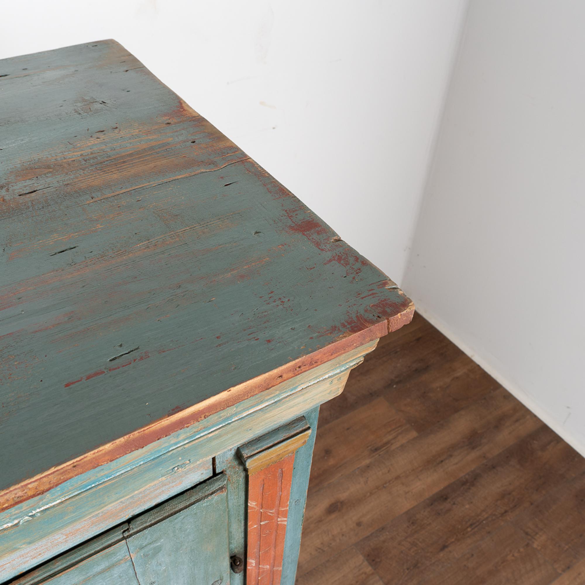 Original Blue Painted Sideboard Cabinet, Sweden dated 1843 For Sale 2