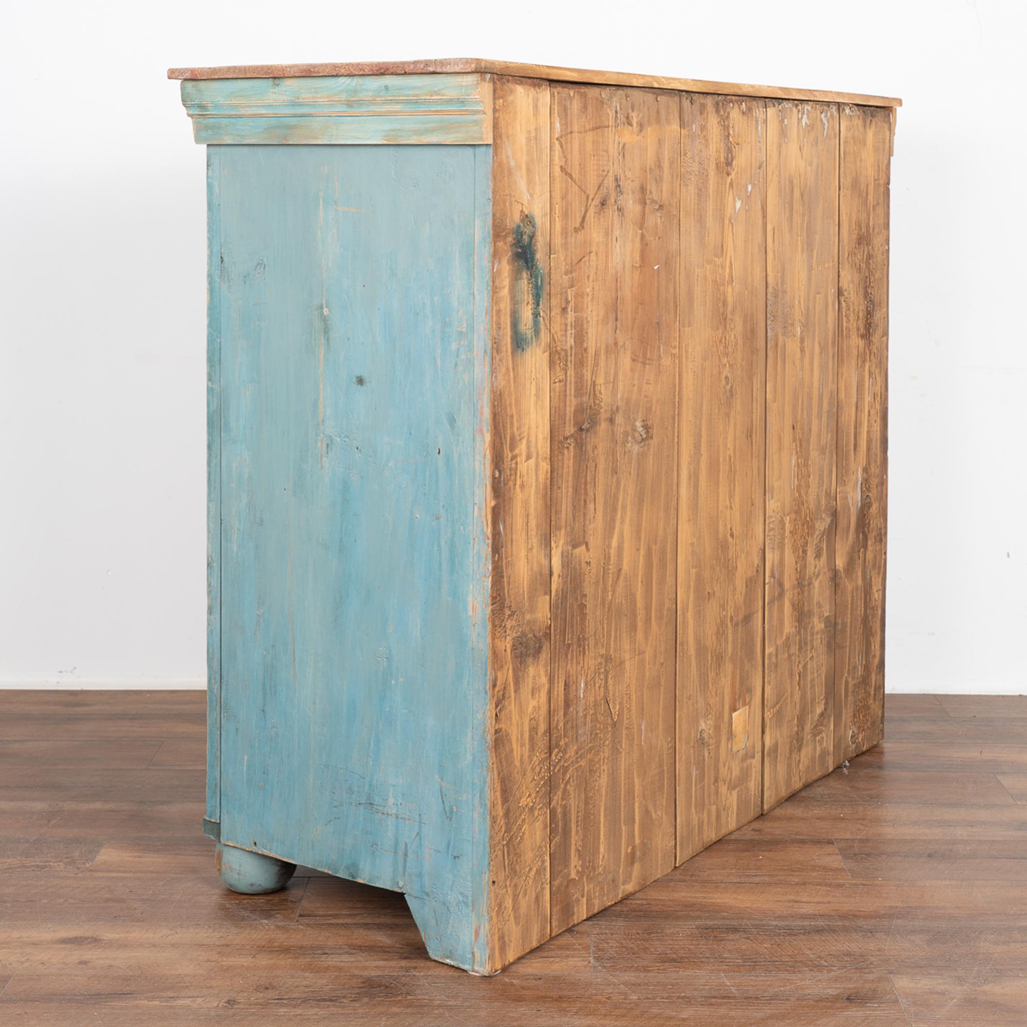 Original Blue Painted Sideboard Cabinet, Sweden dated 1843 For Sale 3