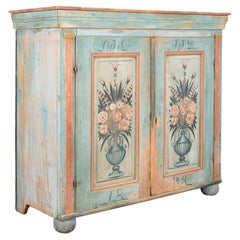 Original Blue Painted Sideboard Cabinet, Sweden dated 1843