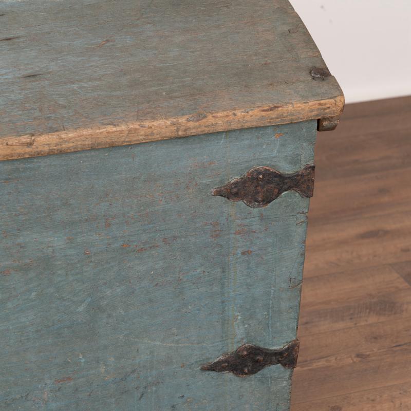 Original Blue Painted Antique Dome Top Trunk Dated 1854 from Sweden 3