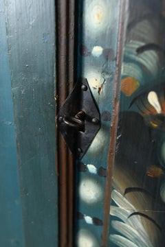 Original Blue Painted Antique Folk Art Swedish Cabinet