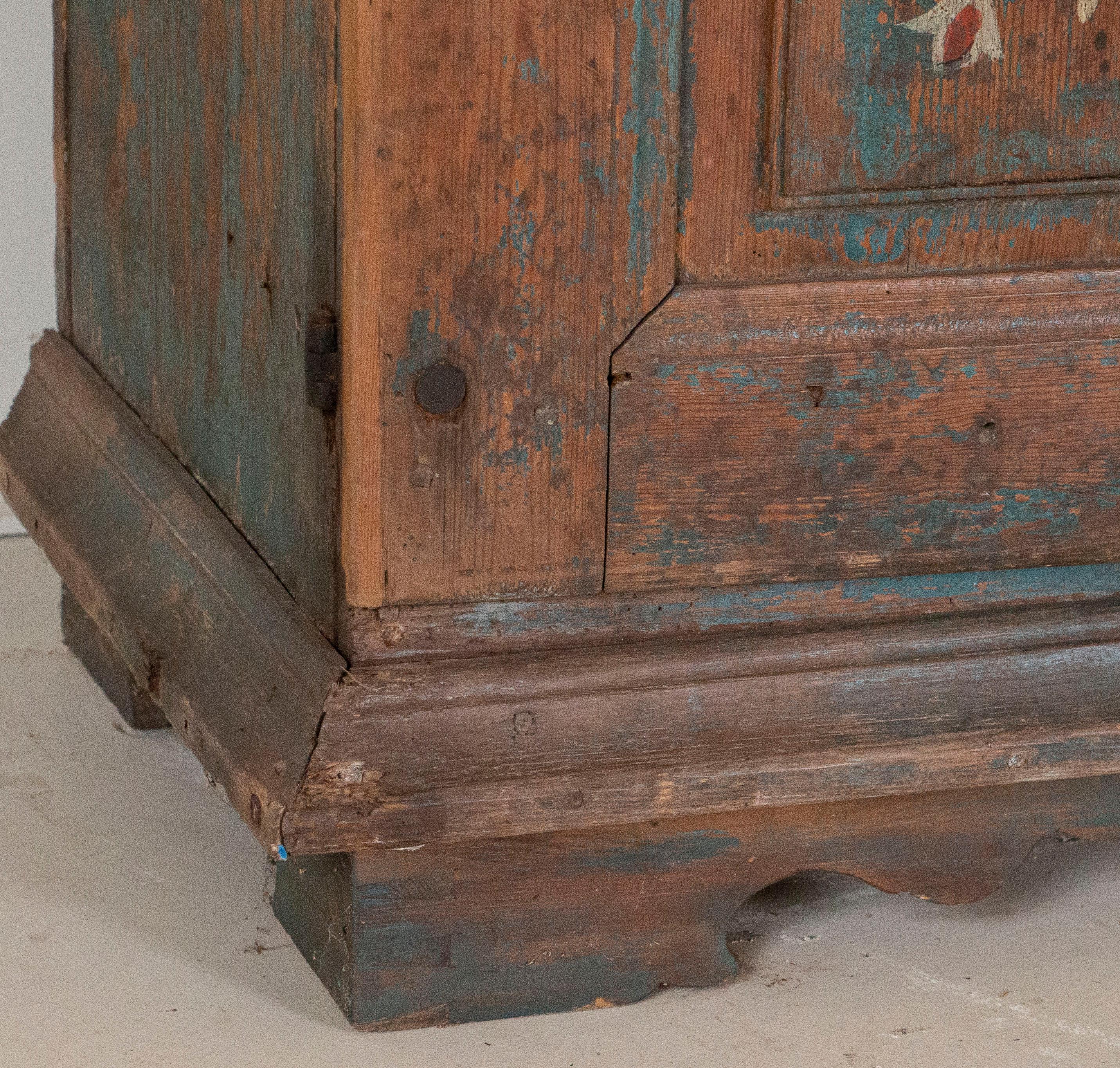 Original Blue Painted Cabinet Cupboard from Sweden 1