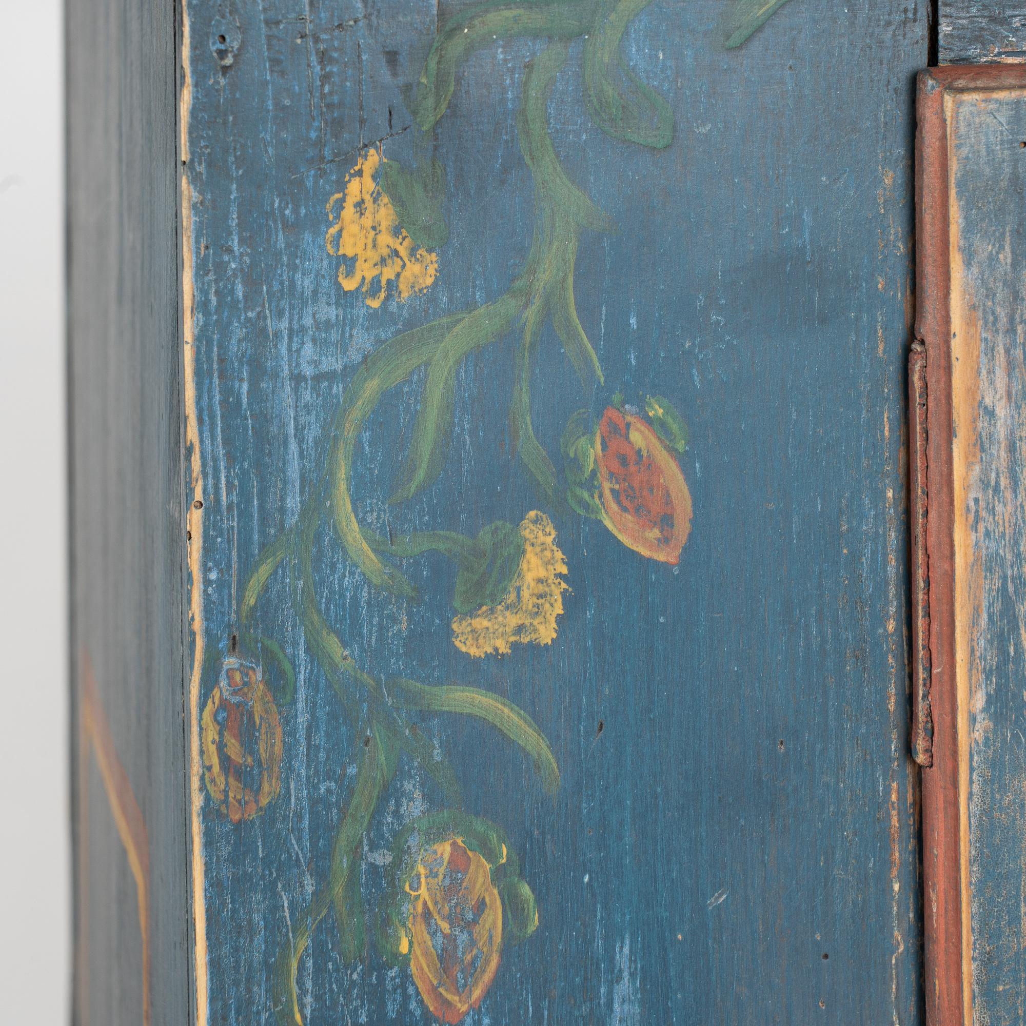 Original Blue Painted Pine Cupboard Dated 1848 For Sale 5