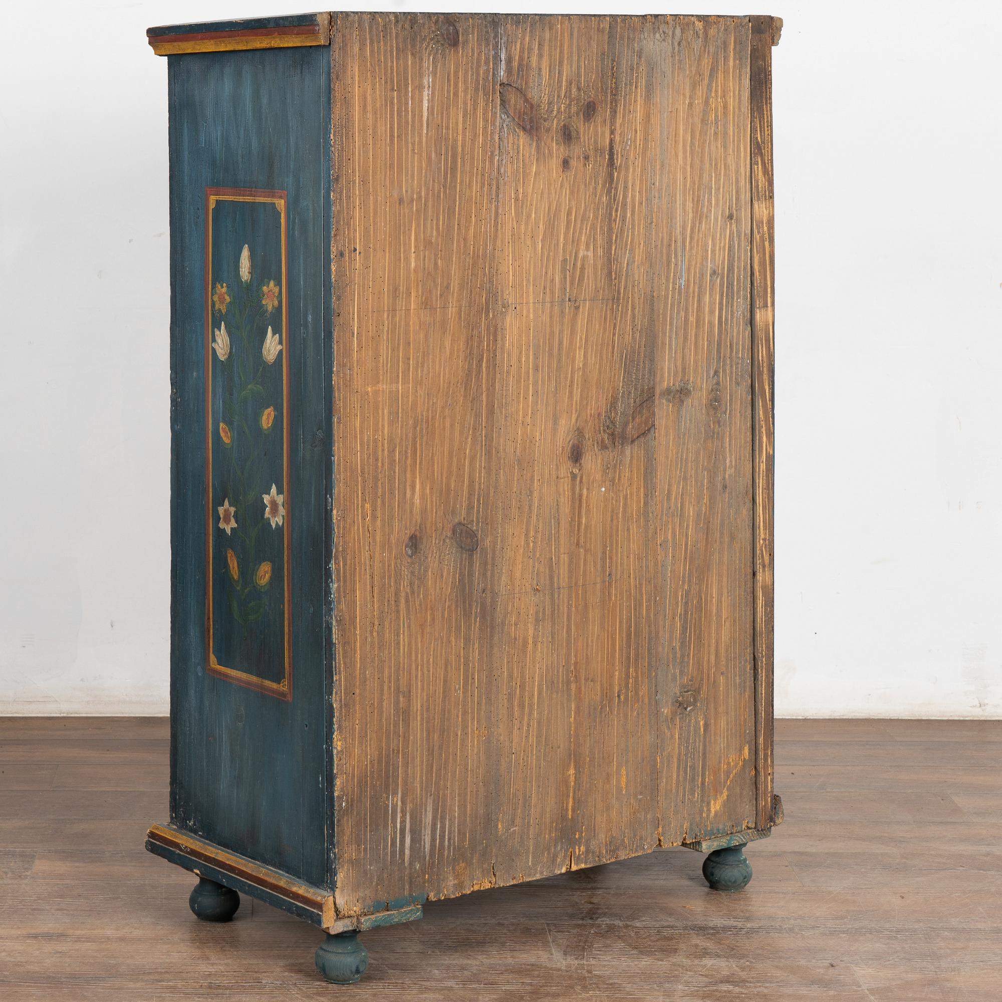 Original Blue Painted Pine Cupboard Dated 1848 For Sale 8