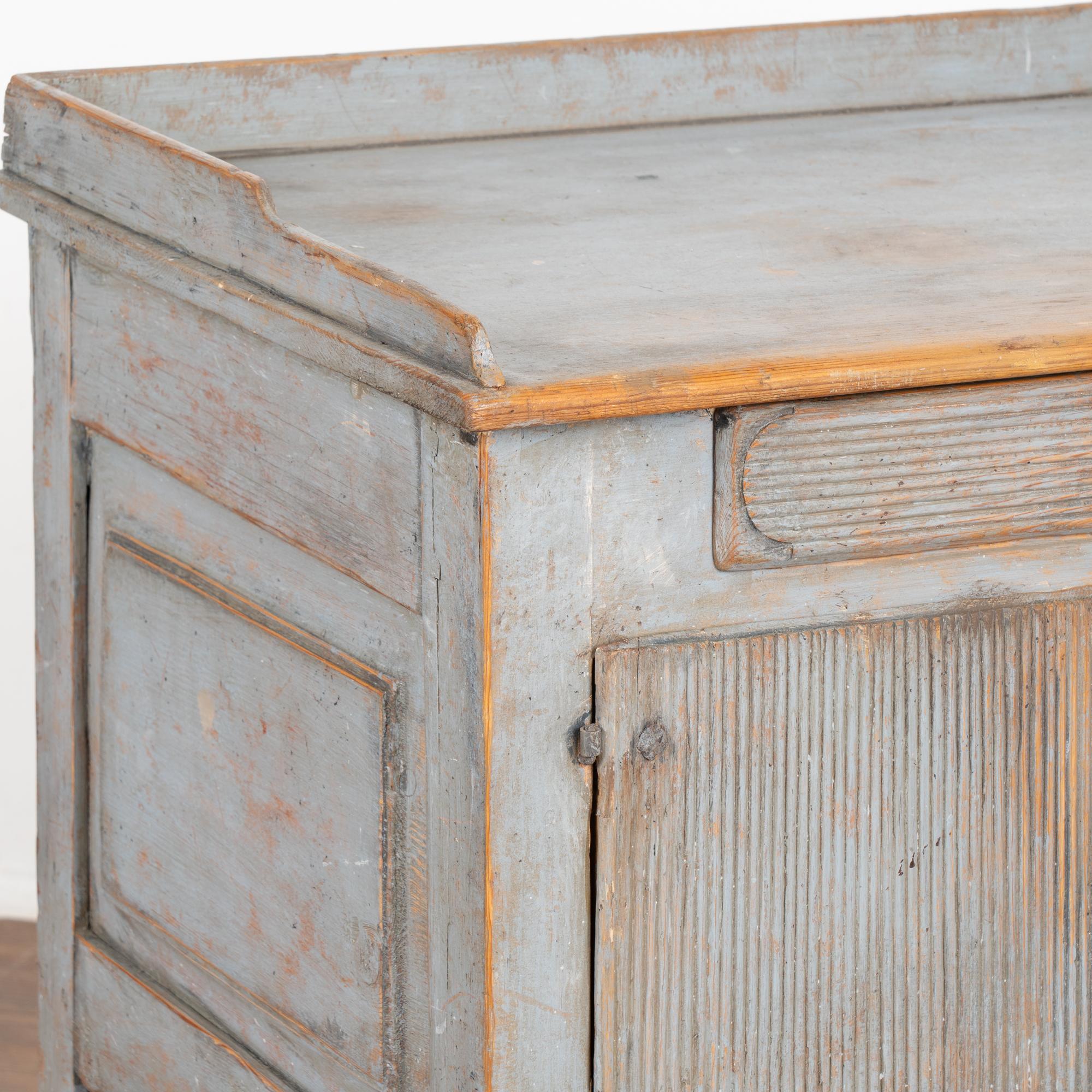19th Century Original Blue Painted Small Cabinet or Nightstand, Sweden circa 1860-80 For Sale