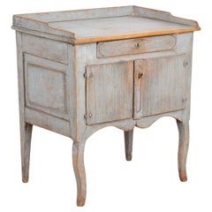 Original Blue Painted Small Cabinet or Nightstand, Sweden circa 1860-80