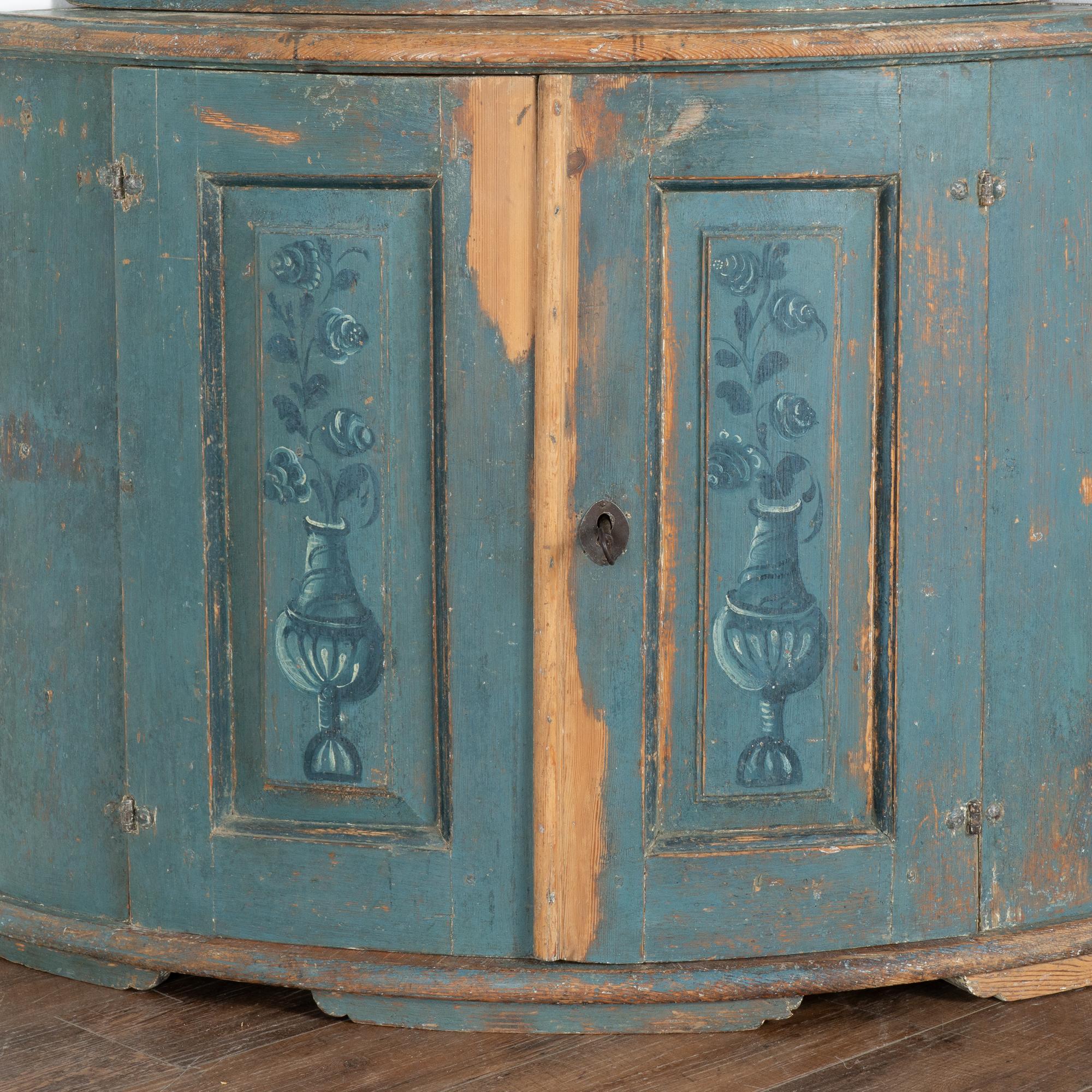 Original Blue Painted Swedish Corner Cupboard Cabinet dated 1806 6