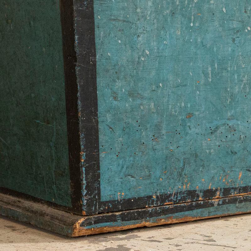 Original Blue Painted Swedish Dome Top Trunk, Dated 1838 2