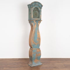 Original Blue Painted Swedish Mora Grandfather Clock, circa 1800-20