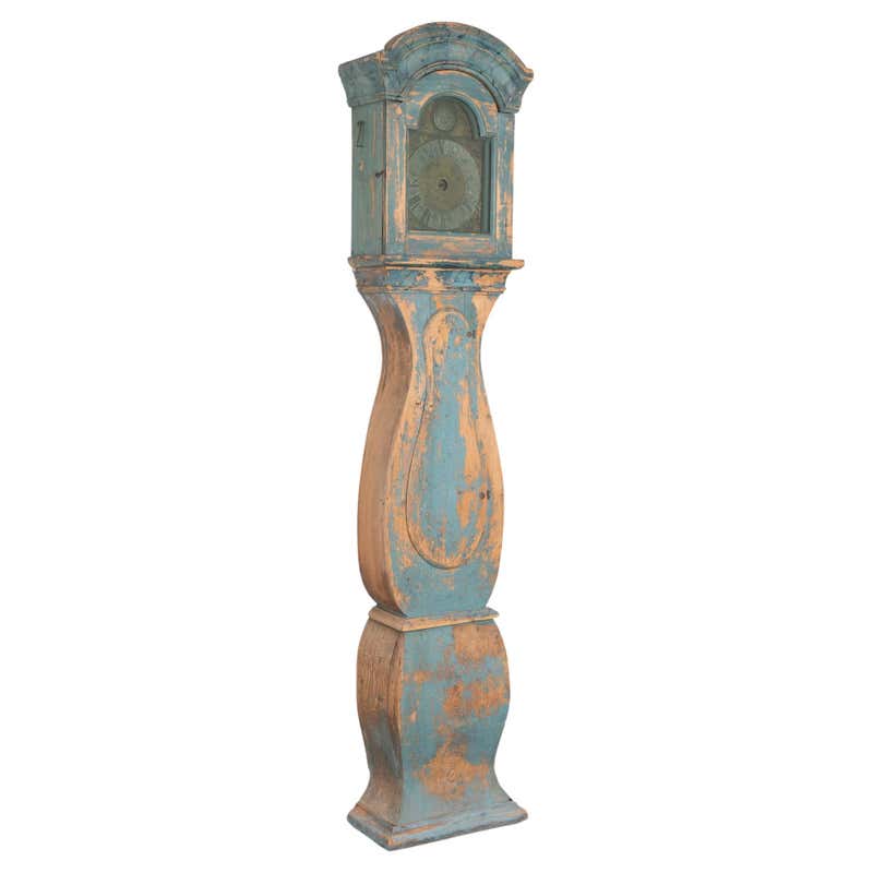 Antique Blue Painted Swedish Mora Grandfather Clock, circa 1820-1840 at ...