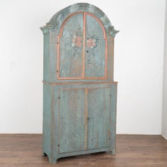 Original Blue Painted Swedish Pine Cabinet, circa 1790-1810