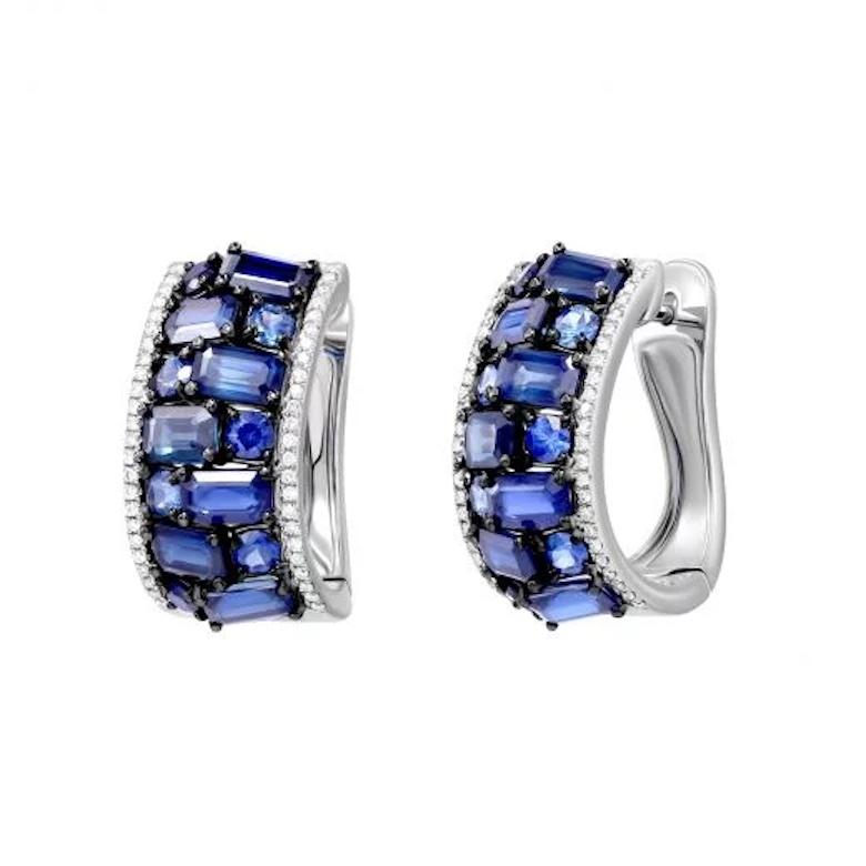 Pendientes de oro blanco de 14 quilates (disponible anillo a juego)
Diamante  96-RND57-0,27-4/6A 
Zafiro azul 14-RND-1,18ct
Zafiro azul 14-5,24 Т(5)/4
Peso 10 gramos

Es un honor para nosotros crear joyería fina, y por ese motivo elegimos trabajar