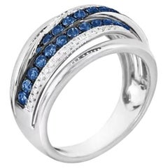 Original Blue Sapphire Diamond Elegant White Gold Ring for Her
