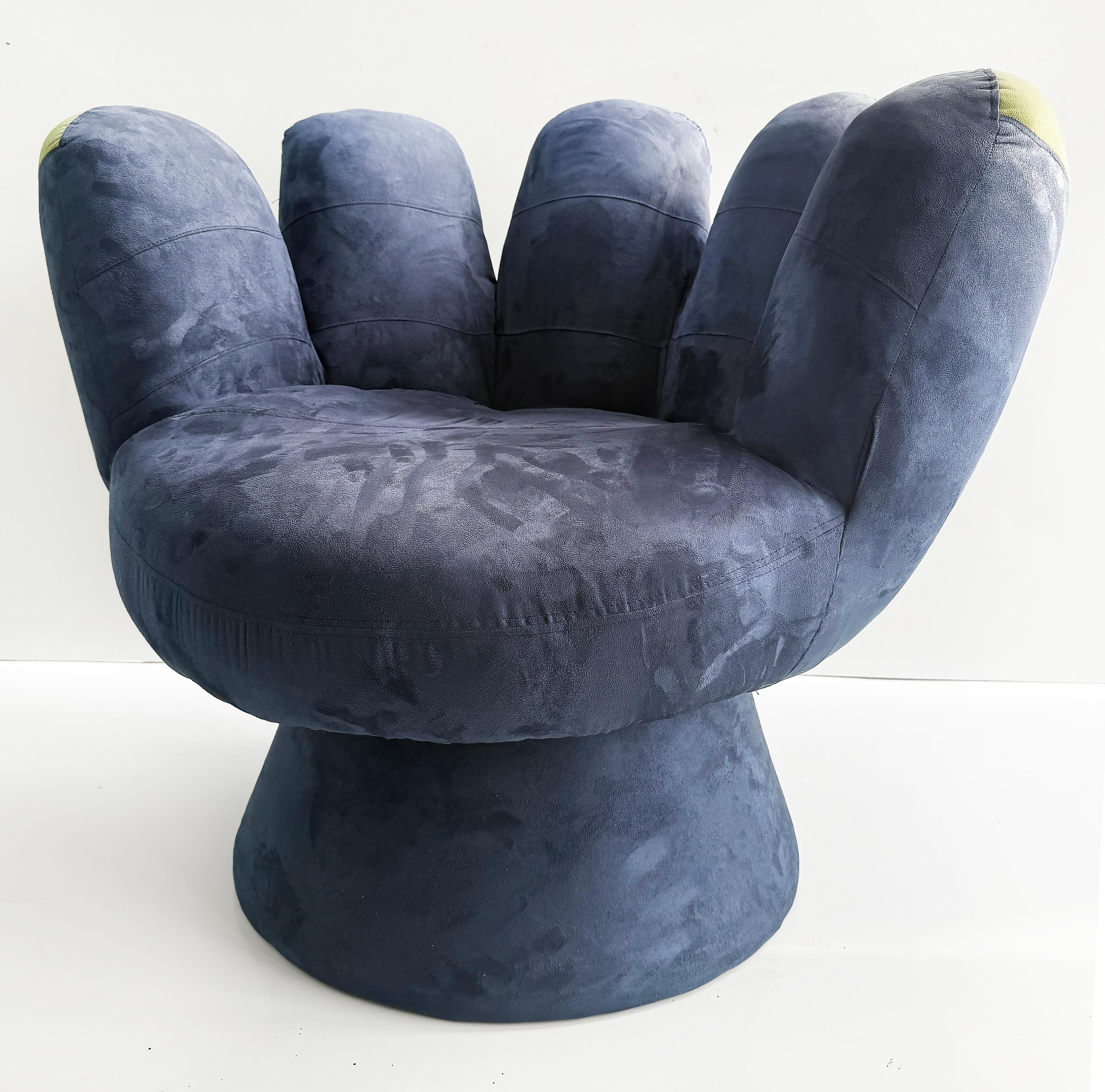 20th Century Original Blue Vintage Ballpark Upholstered Hand Lounge Chair For Sale